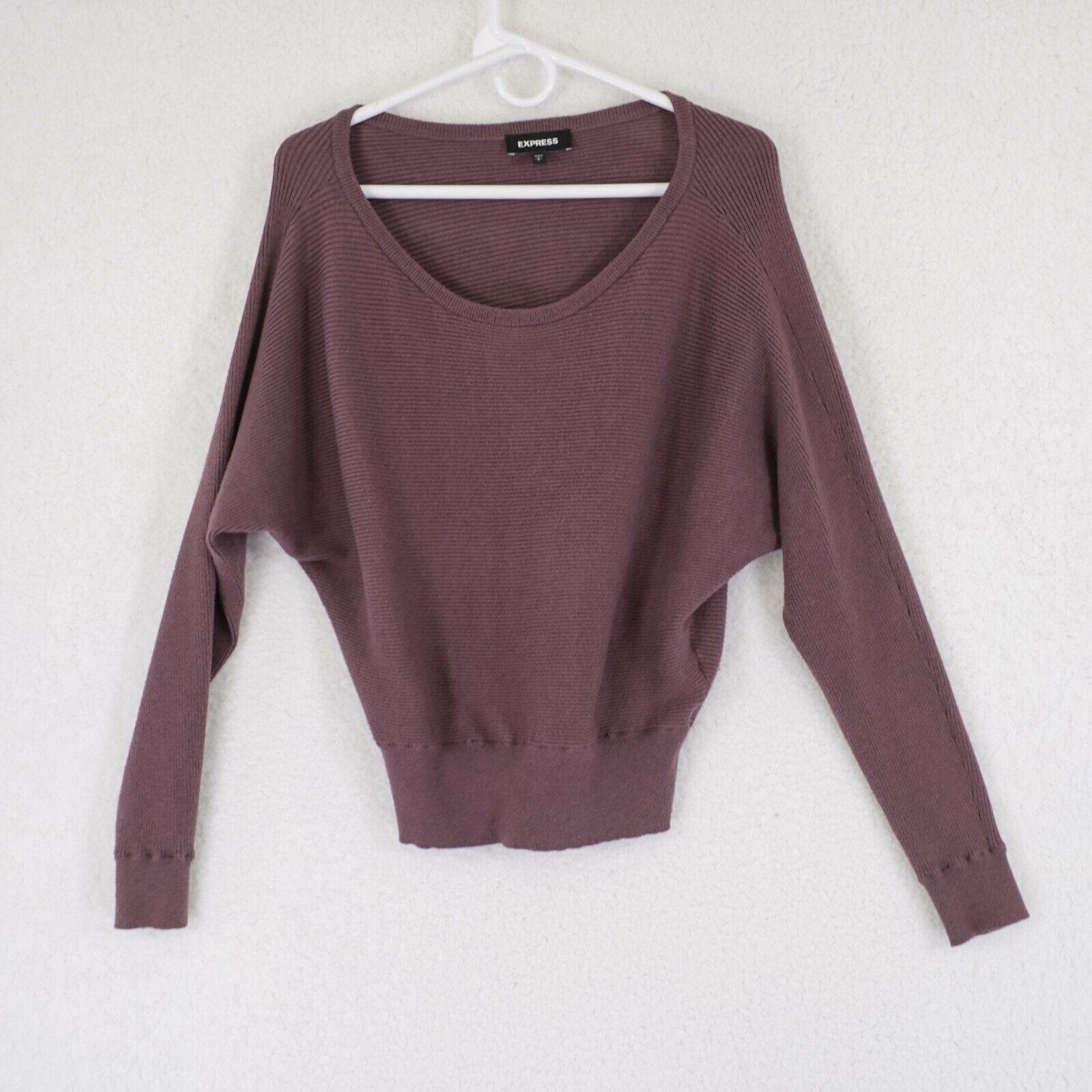 Express Express Small Purple Ribbed Scoop Neck Sweater Rayon Polyest Size S / US 4 / IT 40 - 1 Thumbnail