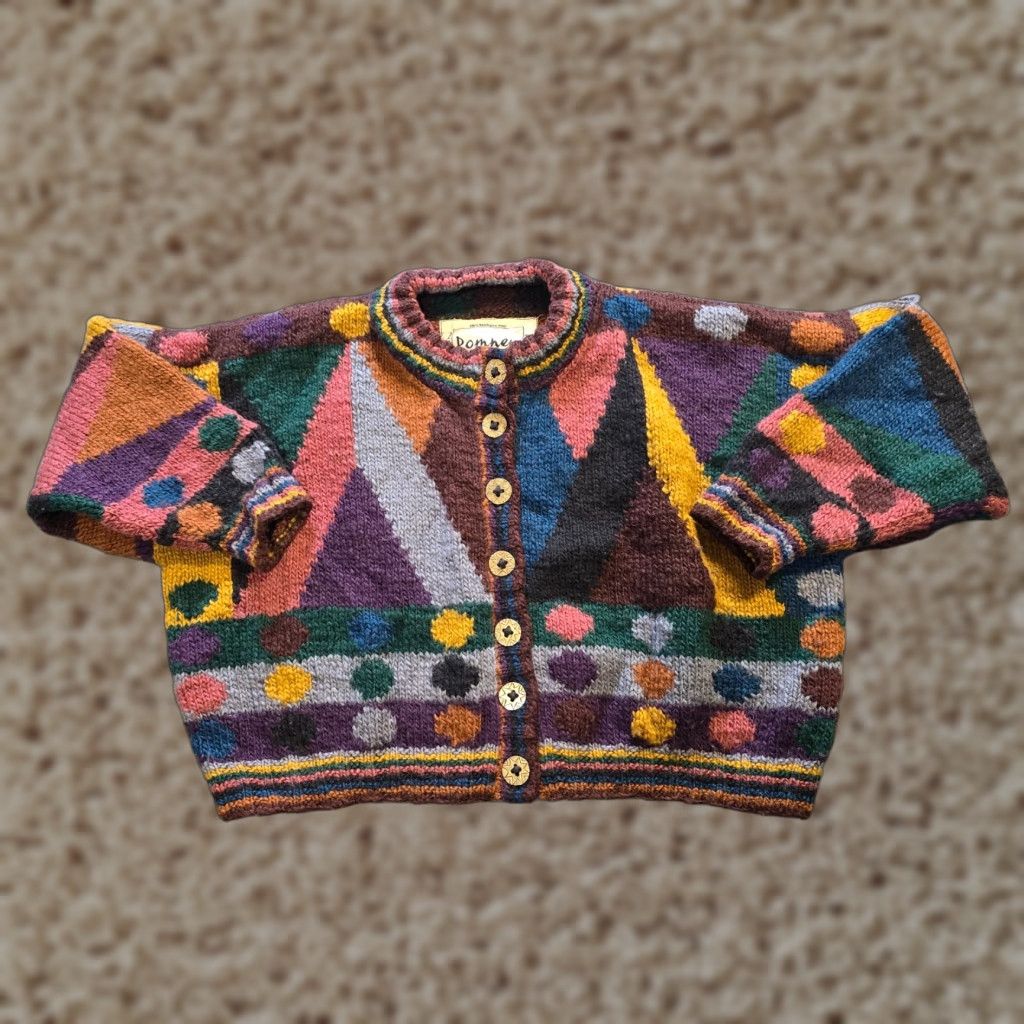 Vintage VINTAGE Romney Designs Sweater Cardigan Women Size S Pink Handspun Wool Nepal Heavyweight Geometric Knit Long Sleeve Round Neck Casual Size S / US 4 / IT 40 - 1 Thumbnail