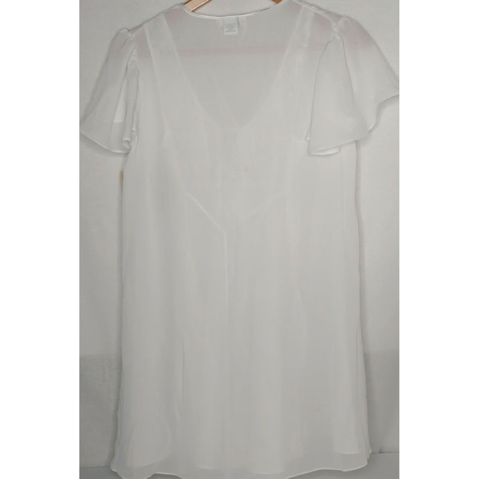 Vintage Cinema Etoile Womens Small Chemise Nightgown Stretch Lace Top Gown White Sleeveless Sexy 34" Chest 35" Long Spring Summer Size ONE SIZE - 4 Thumbnail