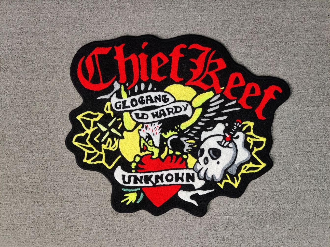 1 Of 1 × Custom Custom Made Chief Keef Glo Gang Logo Wool Thread Carpet