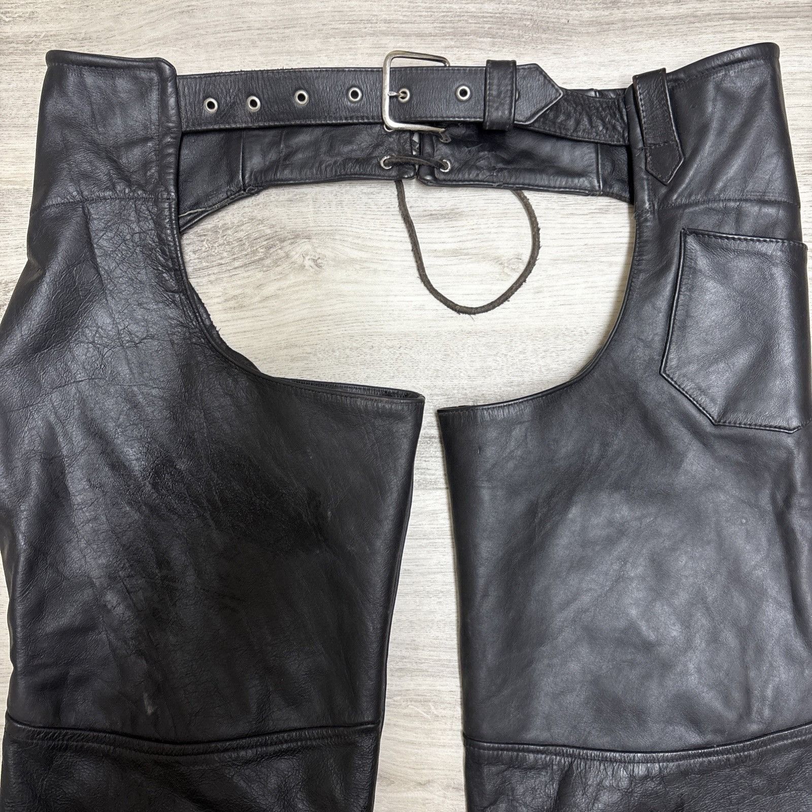 Other Vintage Leather Chaps Mens Large Black Bootcut Full Grain Mo Size US 36 / EU 52 - 2 Thumbnail