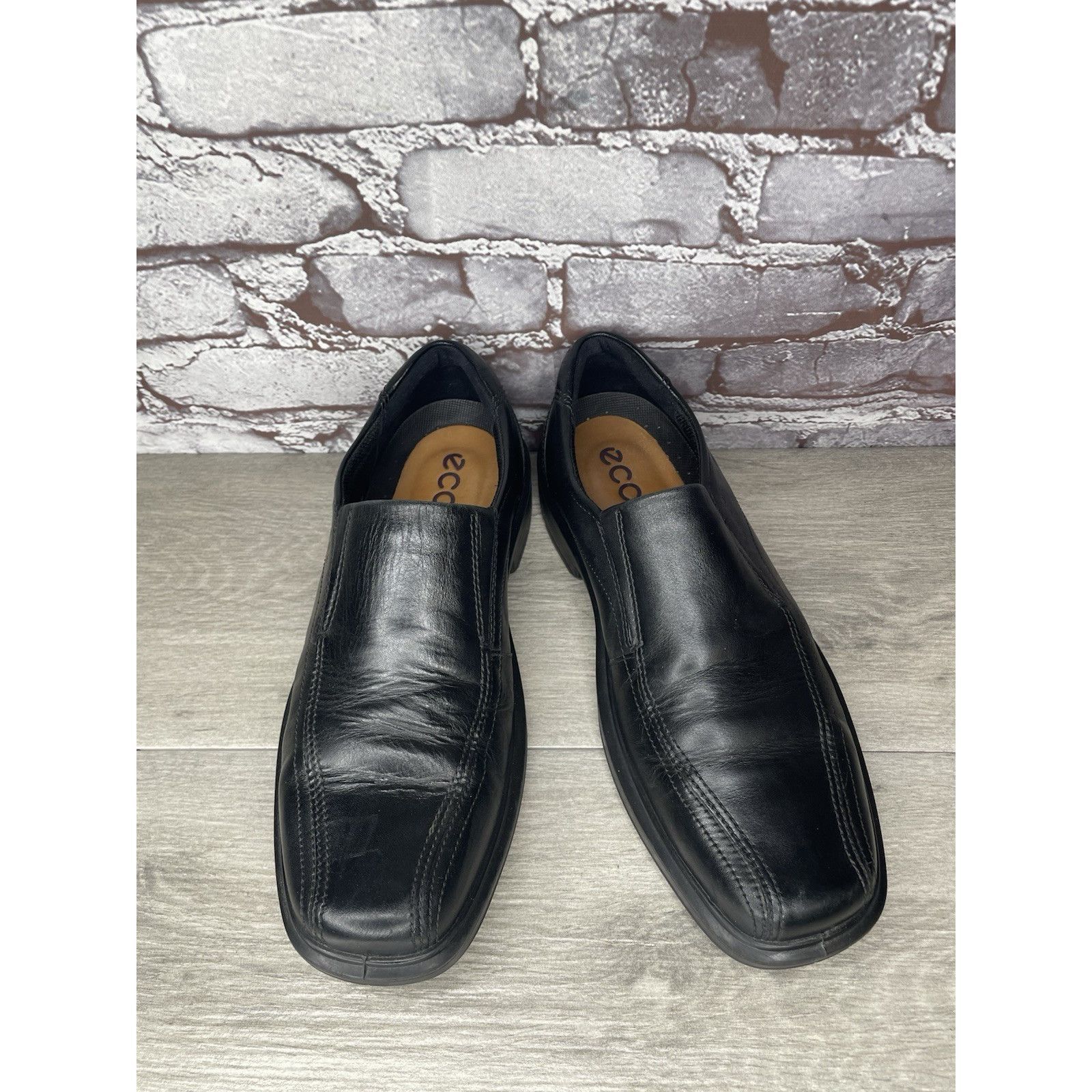 Ecco Ecco Black Leather Apron Toe Slip On Casual Loafers Shoes Me Size US 10 / EU 43 - 1 Thumbnail