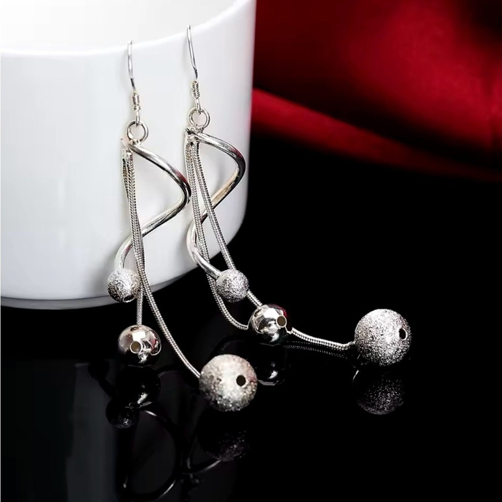 Other Sterling Silver Long tassel beads Earrings for Women Size ONE SIZE - 5 Thumbnail