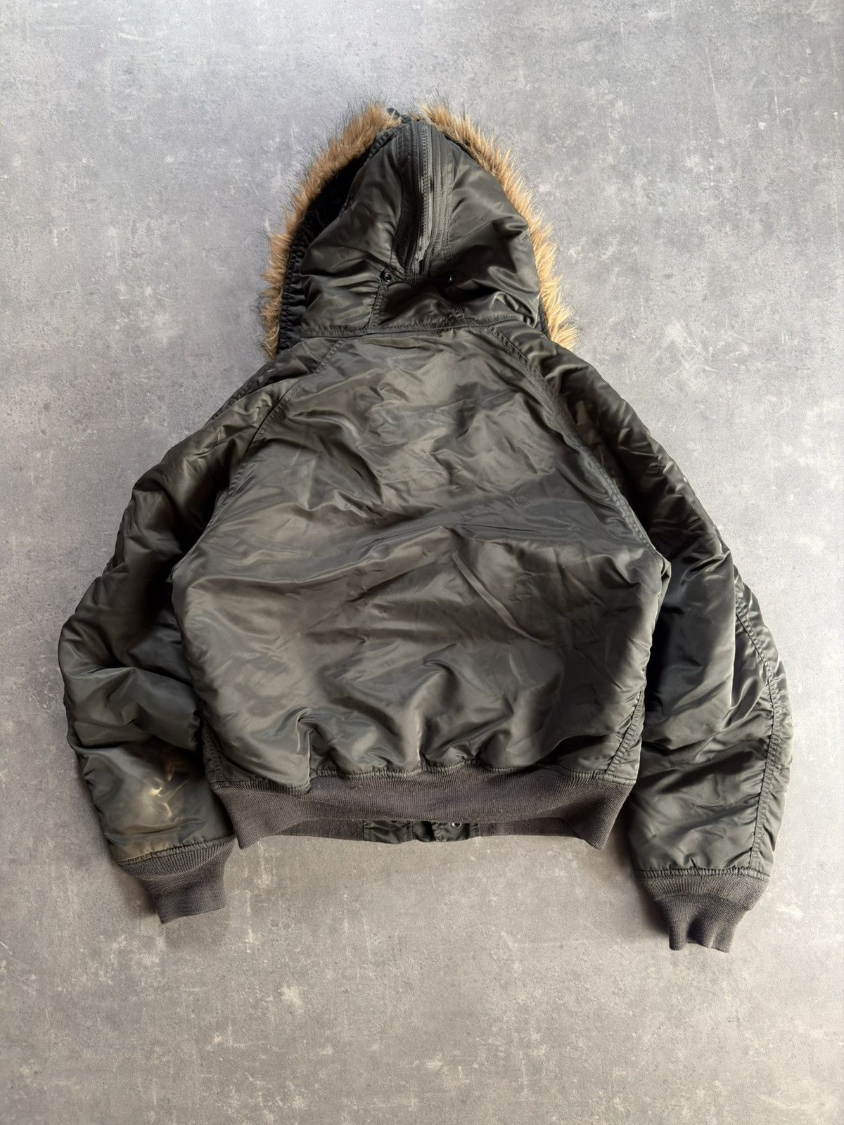 Alpha Industries 00s Alpha Industries Faux Fur Hooded Bomber Jacket S M Size US S / EU 44-46 / 1 - 2 Thumbnail