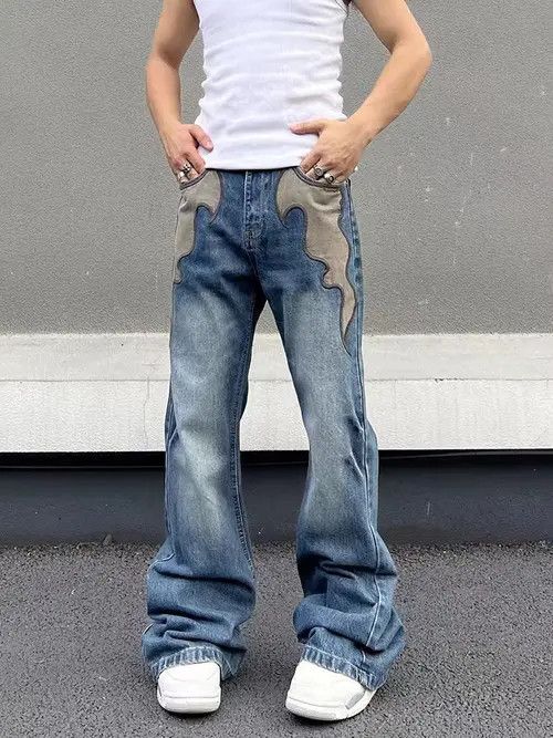 VIBE Vintage flame embroidered washed micro-flared jeans Size US 30 / EU 46 - 3 Thumbnail