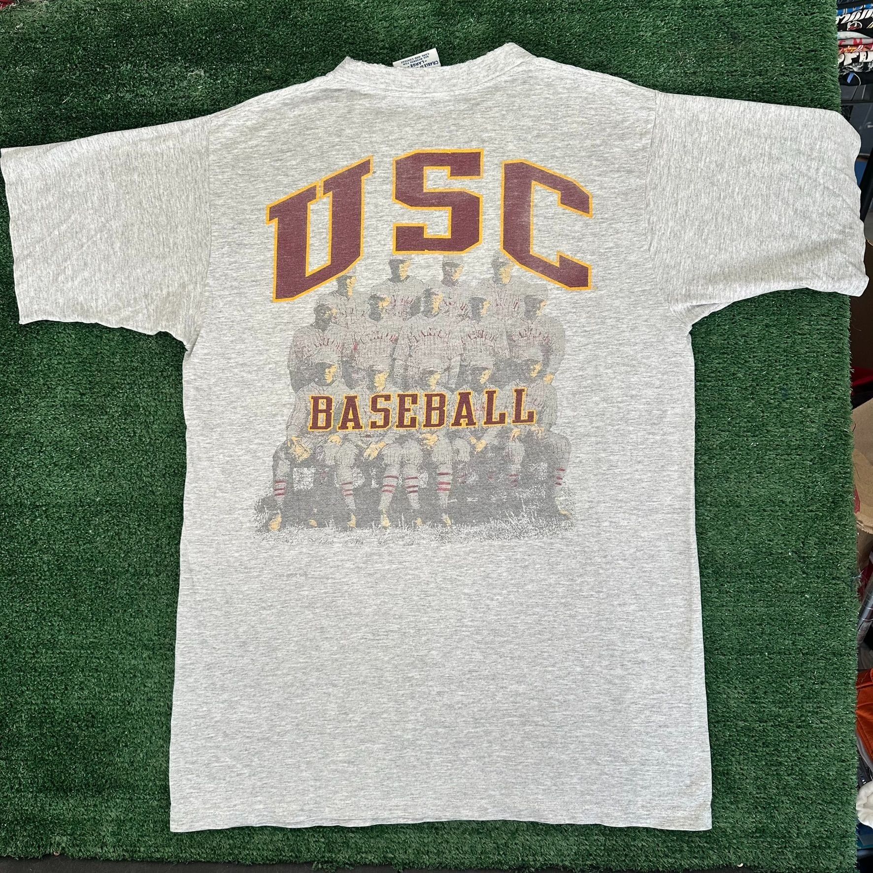 Vintage Vintage 90s USC Trojans Baseball T-Shirt Gray Single Stitch Size US L / EU 52-54 / 3 - 1 Thumbnail