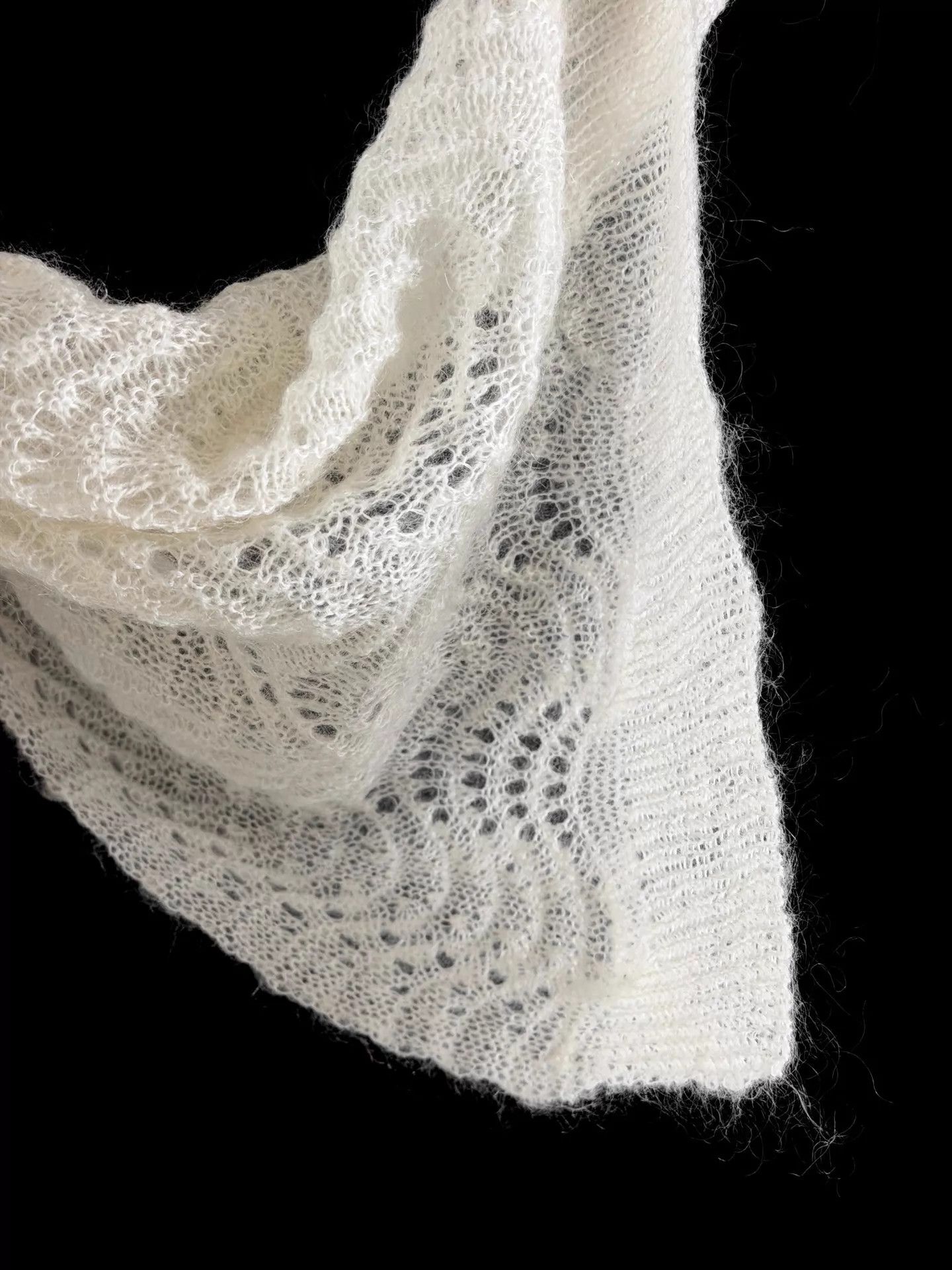 Yohji Yamamoto Yohji Yamamoto 2008 S/S Noir Cream Wool Lace Knit Scarf Size ONE SIZE - 5 Thumbnail
