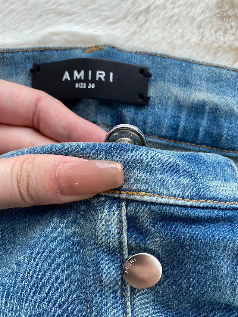 Amiri Amiri Washed Blue Medal Leather and Patchwork Denim Jean Size US 38 / EU 54 - 6 Thumbnail