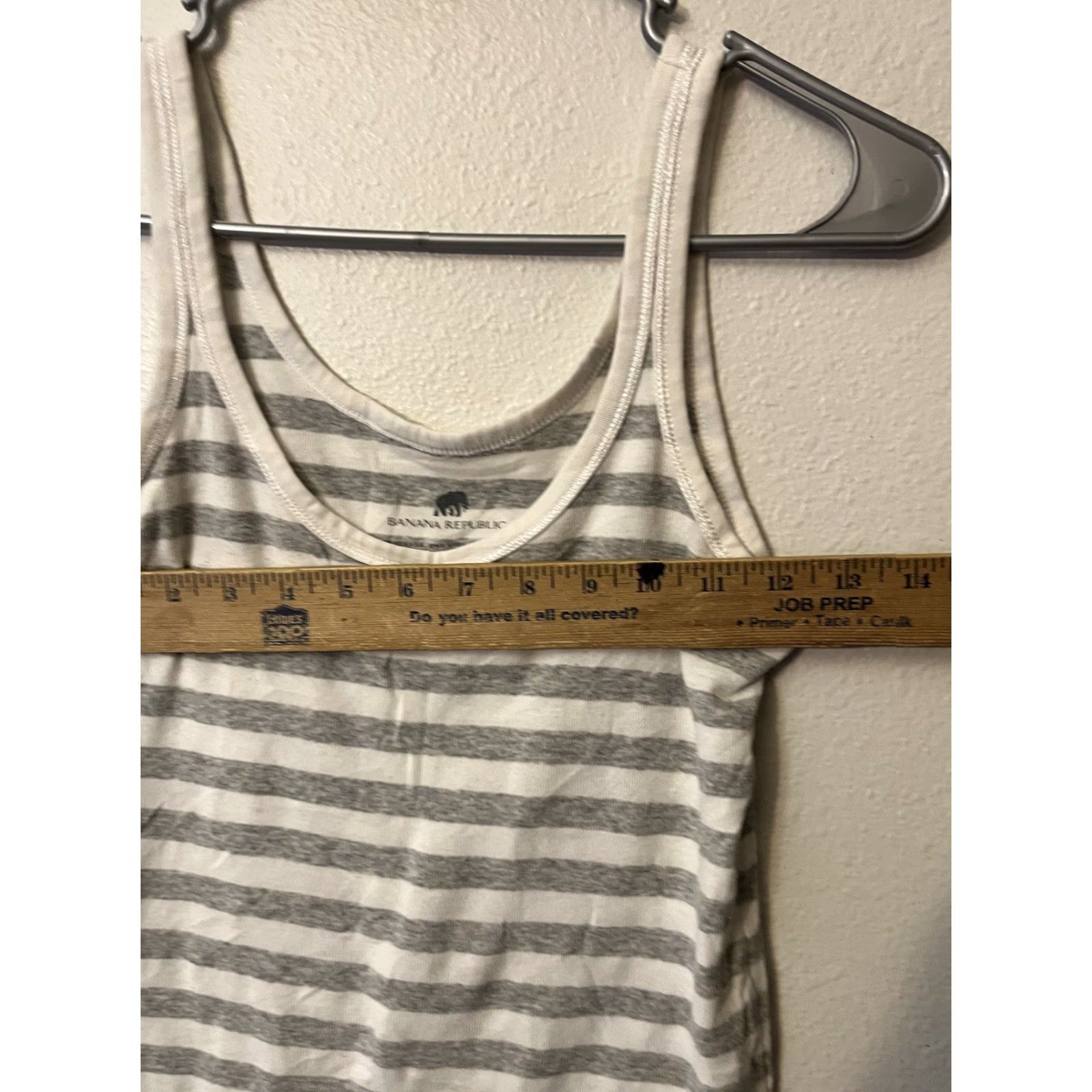 Banana Republic Banana Republic Tank Womens Medium White Gray Striped Cotton Blend Blouse Shirt Pocket Slim Casual M Size M / US 6-8 / IT 42-44 - 5 Thumbnail