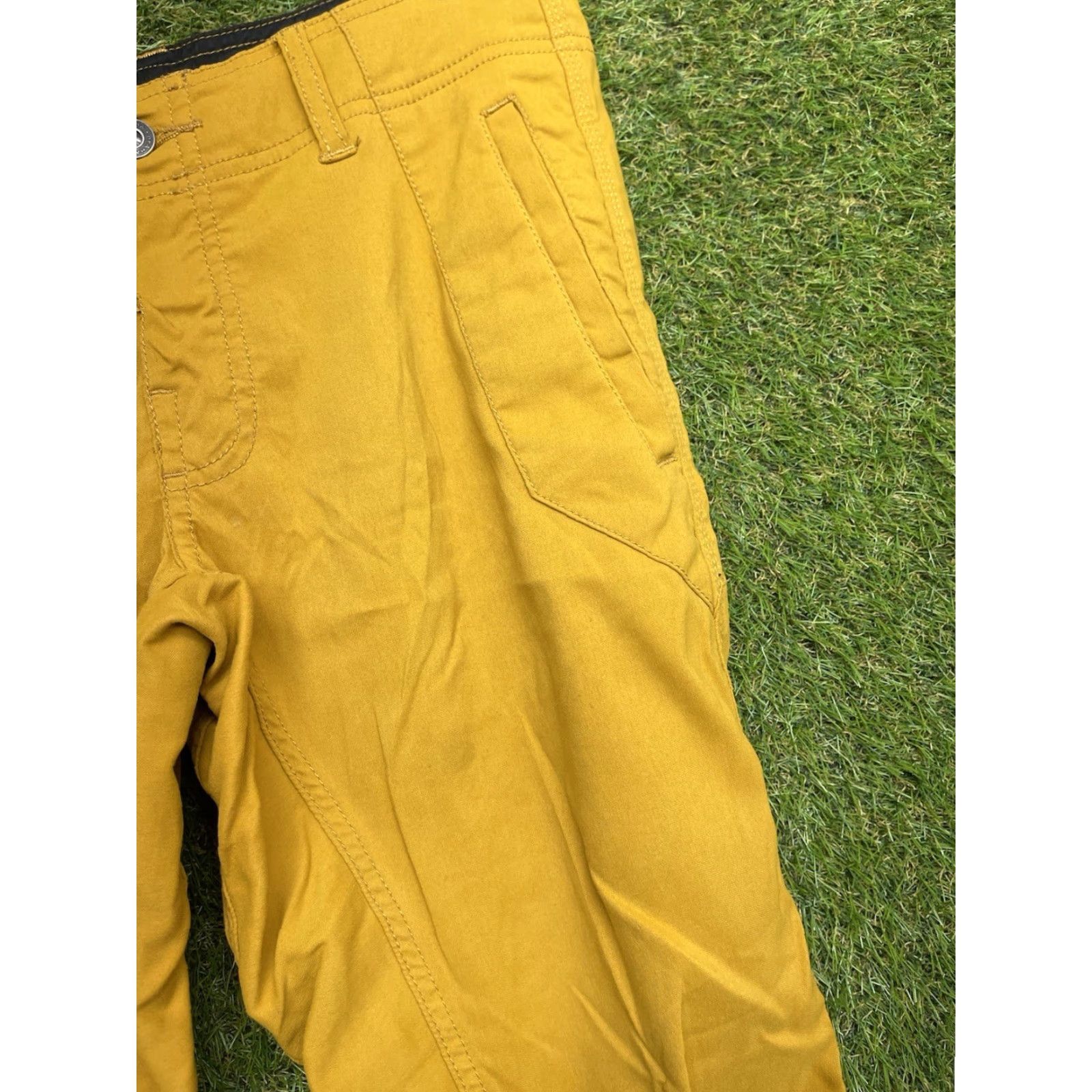 Prana PRANA Hiking Pants Mens 30x30 Pants Slim Yellow 5-Pocket Cargo Logo Outdoor Climbing Style: Climbing Pants Mens Regular Size 30 Color Yellow Size US 30 / EU 46 - 6 Thumbnail
