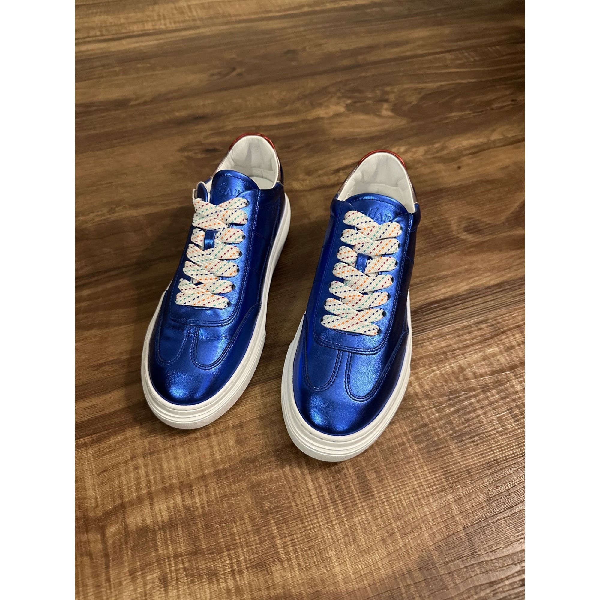 Hogan NWT Hogan Soft Leather Blue laminated effect Sz 35 / US Size Size US 5 / IT 35 - 5 Thumbnail
