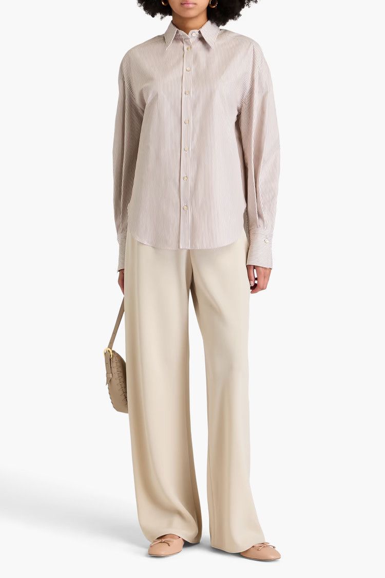 Brunello Cucinelli o1y0725 Striped Shirt in Beige/White Size L / US 10 / IT 46 - 4 Thumbnail