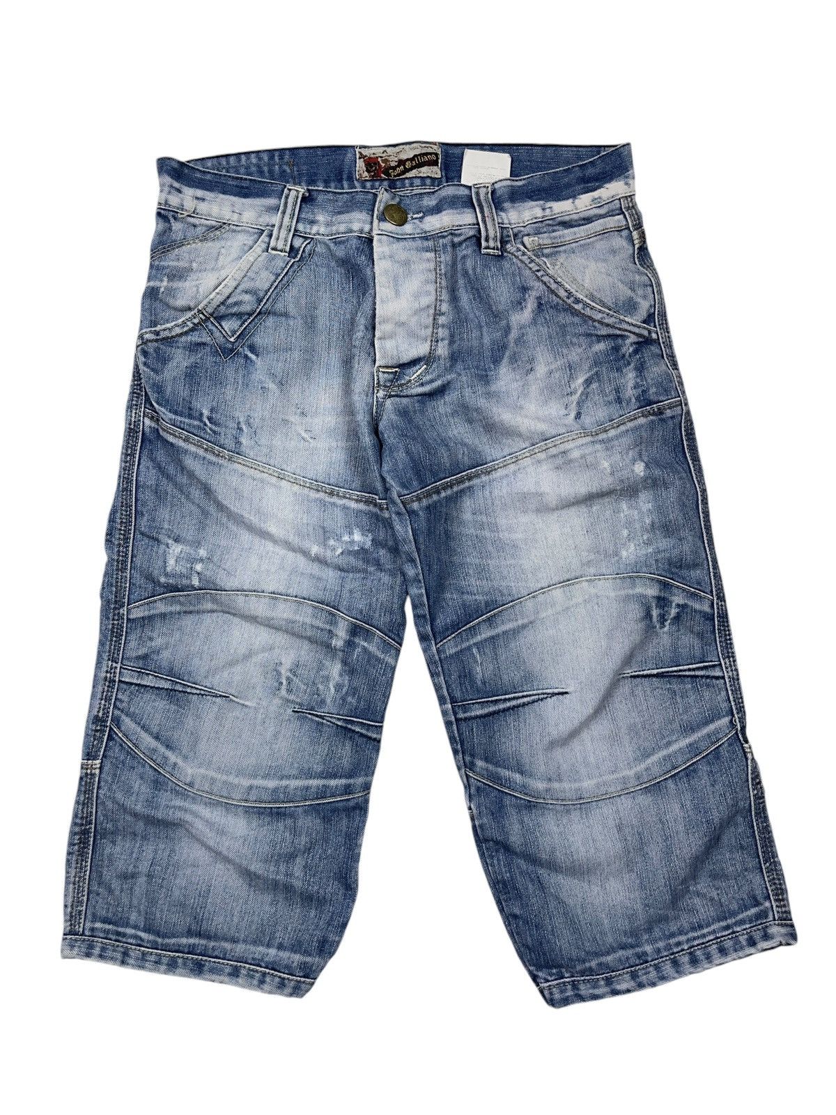 John Galliano × Vintage Vintage John Galliano Denim Shorts Distressed Style y2k Size US 29 - 1 Thumbnail