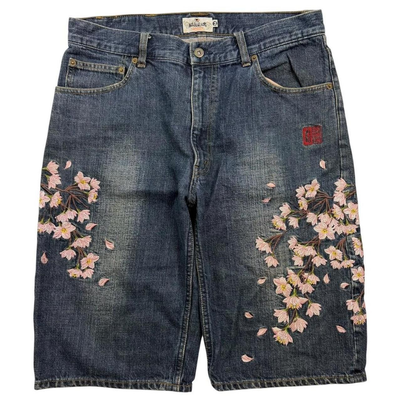Karakuri Tamashii Karakuri Tamashii Embroidered Floral Japanese Shorts - W 34 Size US 34 / EU 50 - 1 Thumbnail