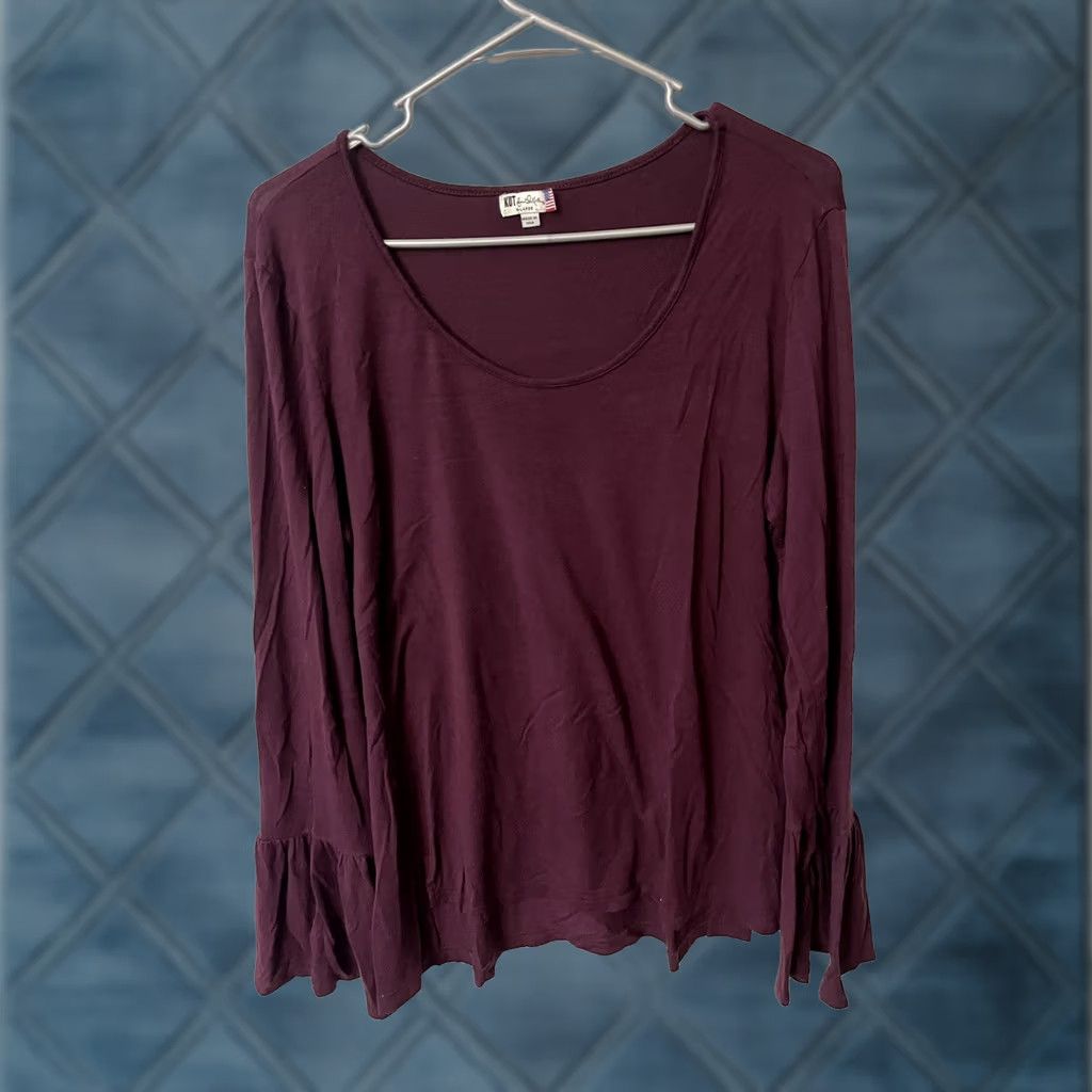 Vintage Kut from the Kloth Knit Scoop Neck Top Long Sleeve Maroon Size XL Women Size XL / US 12-14 / IT 48-50 - 1 Thumbnail