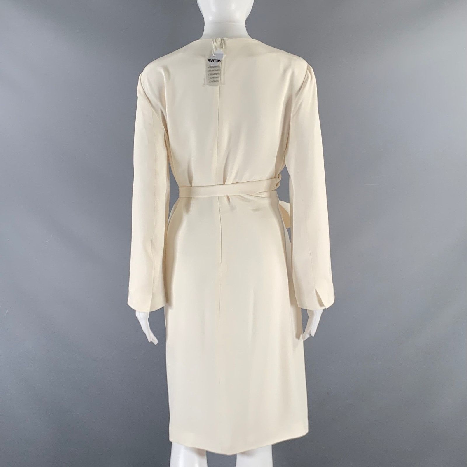 Partow PARTOW Size 10 Cream Silk Long Sleeve Dress Size L / US 10 / IT 46 - 4 Thumbnail