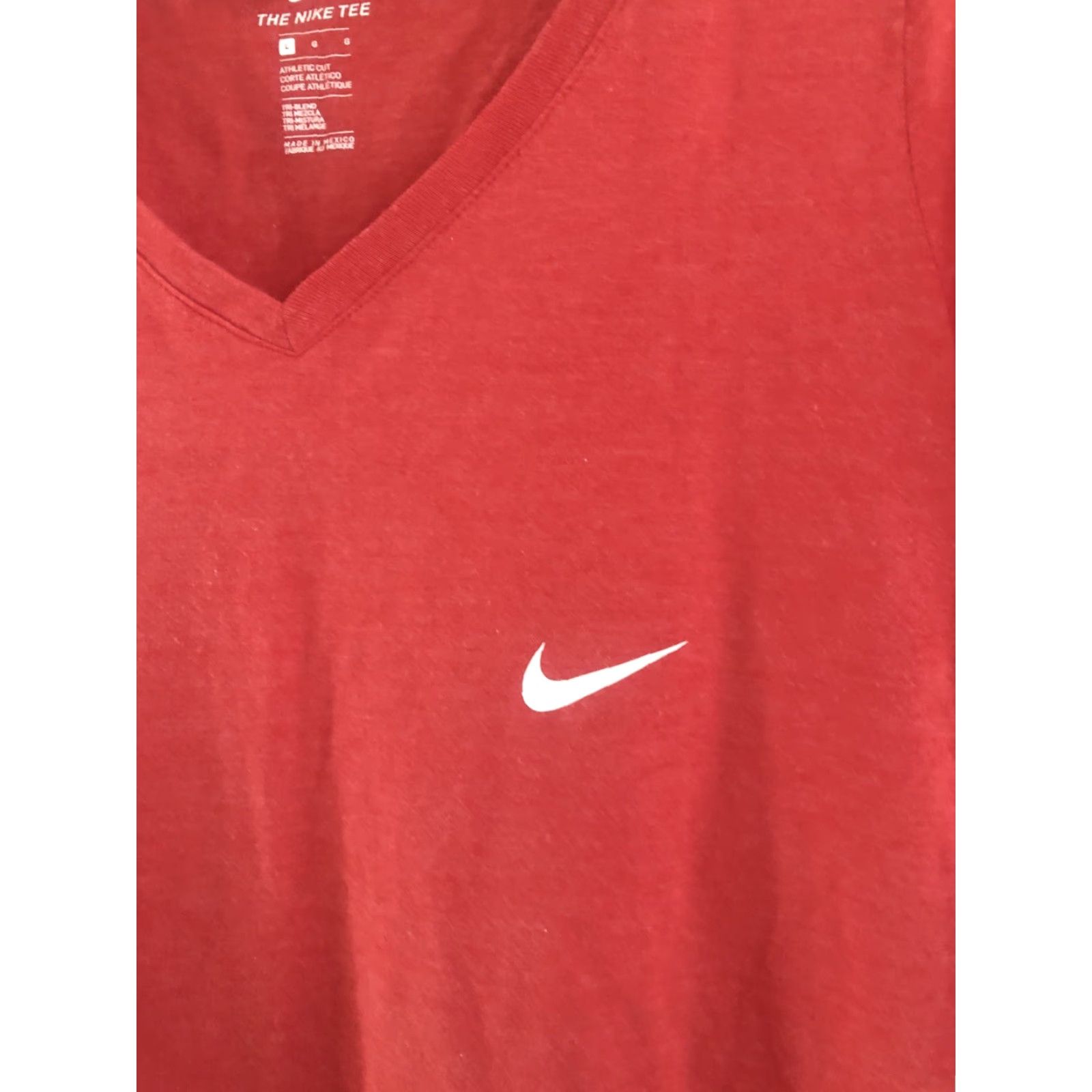 Nike VINTAGE NIKE Shirt Womens Red V-Neck Short Sleeve Sz L Dri-FIT Logo Running & Jogging Athletic Tee Size L / US 10 / IT 46 - 2 Thumbnail