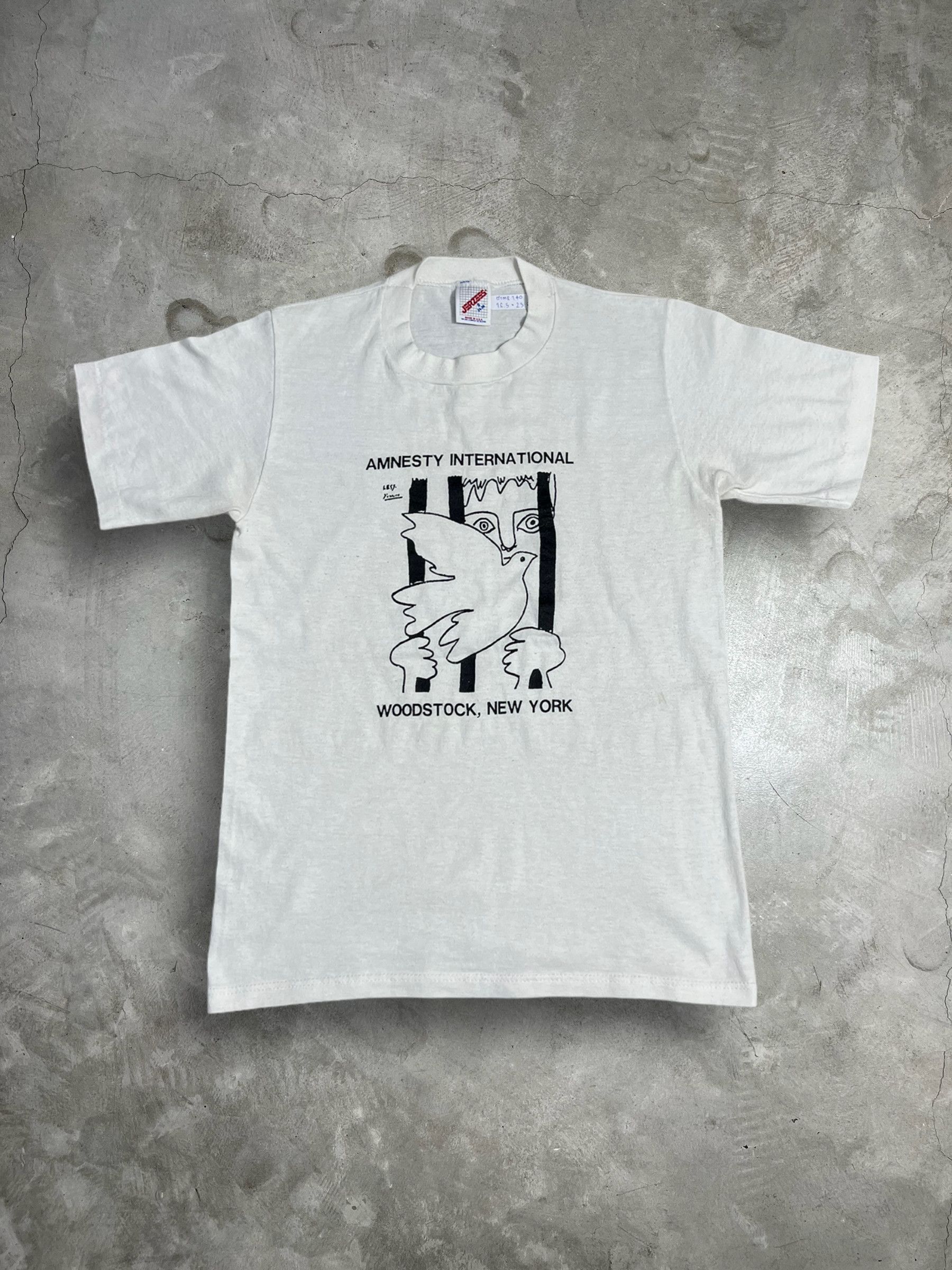image of VTG 80's Pablo Picasso Amnesty International Art (S) Gtme140 in White, Men's (Size Small)
