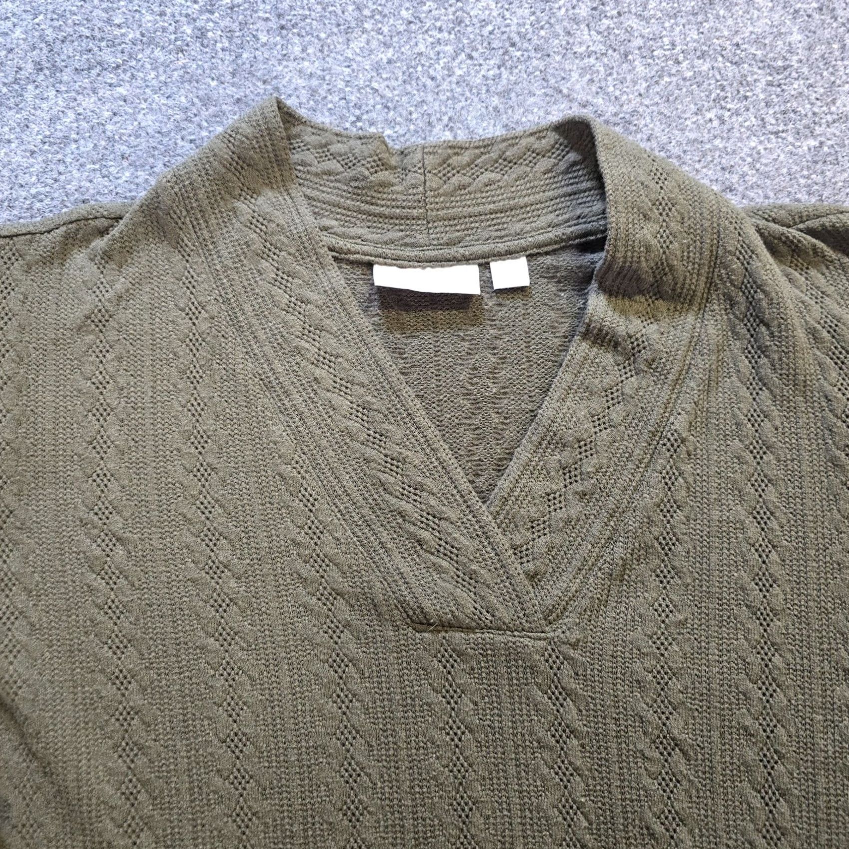 Vintage Belle Kim Gravel Top Womens Size 3X Green Texture Knit V Neck Long Sleeve Casual Shirt Size XXL / US 16-18 / IT 52-54 - 2 Thumbnail