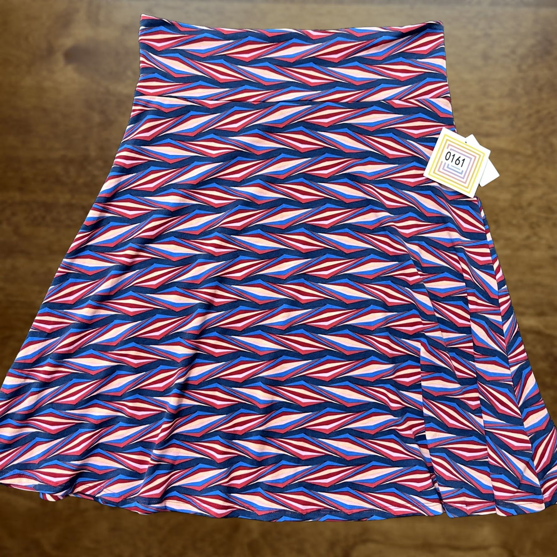 Vintage VINTAGE Lularoe Skirt Womens 2XL Pink Blue Geometric Stretch Flare Pull On Midi Boho Size 40" / US 18 - 1 Thumbnail