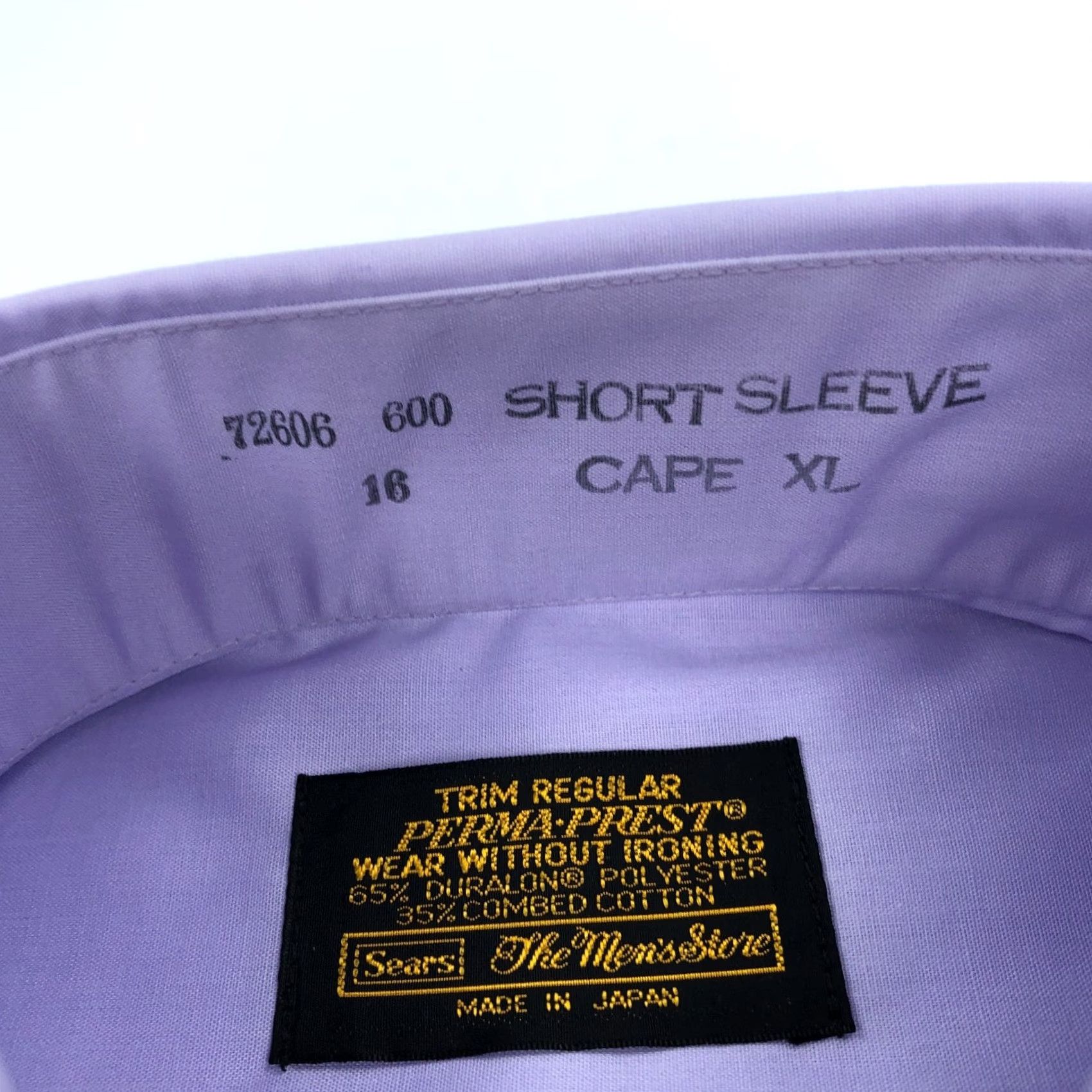 Sears VINTAGE Sears Purple 70s Shirt Mens Size 16 Cotton Blend Button-Front Short Sleeve Japan 1970s Size US L / EU 52-54 / 3 - 5 Thumbnail