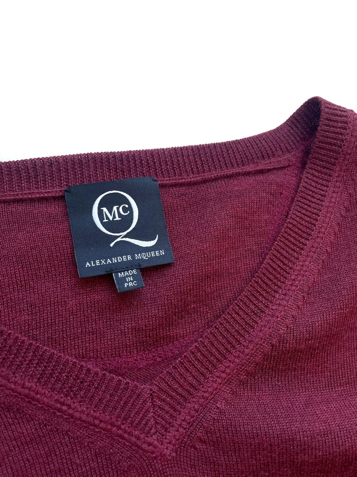 Alexander McQueen Men's Wool v-neck Sweater Alexander McQueen Size L Burgundy Size US L / EU 52-54 / 3 - 5 Thumbnail