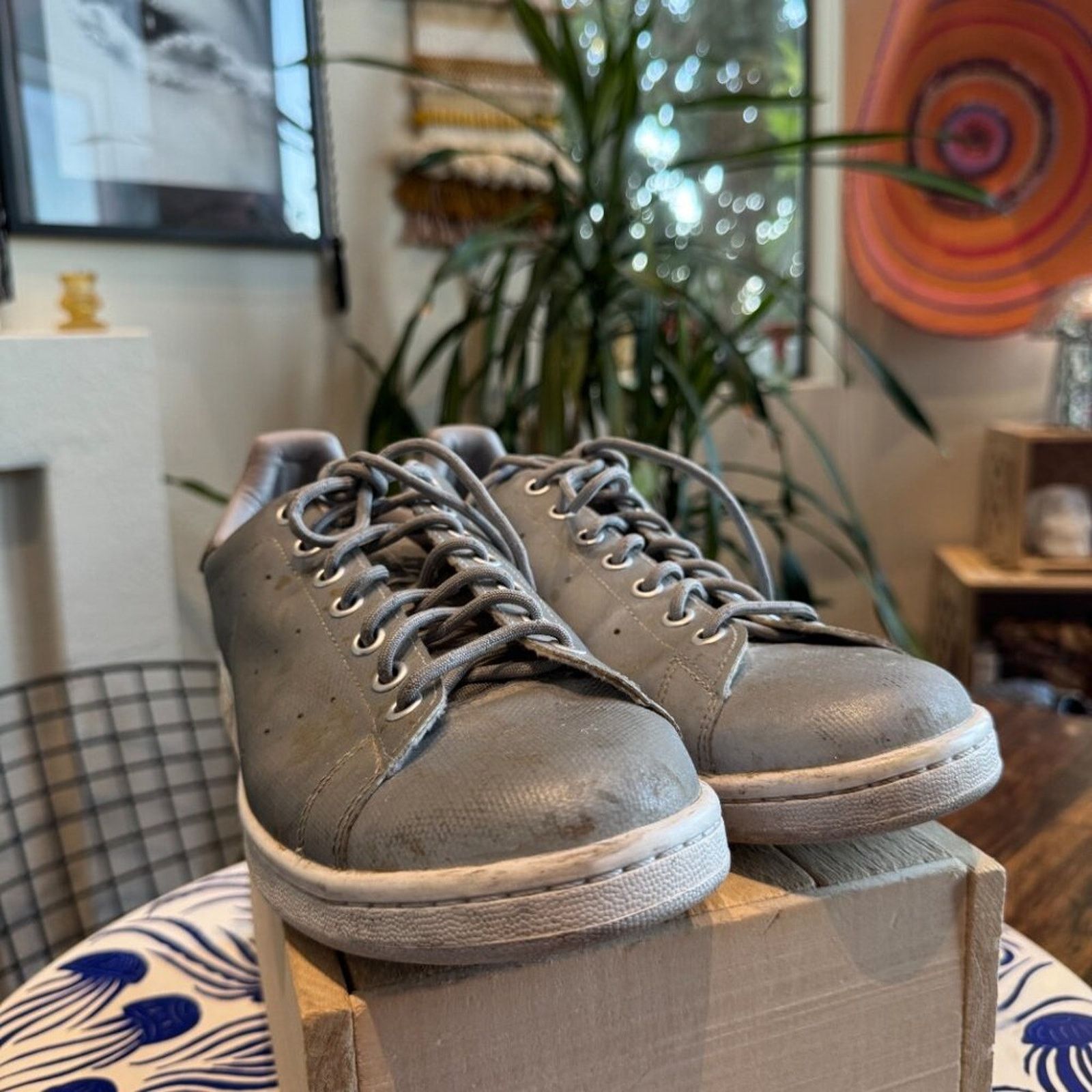 Adidas Adidas Stan Smith Grey/Snakeskin, Men’s 10.5, Fair Condition Size US 10.5 / EU 43-44 - 5 Thumbnail