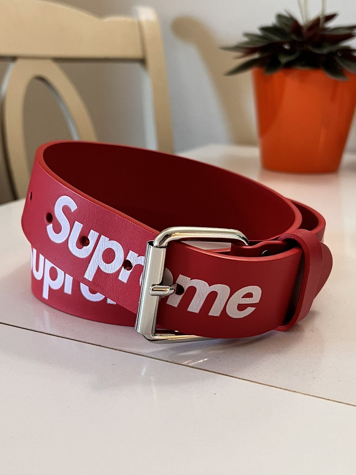 Supreme Repeat Lether Belt Red S/M - ベルト