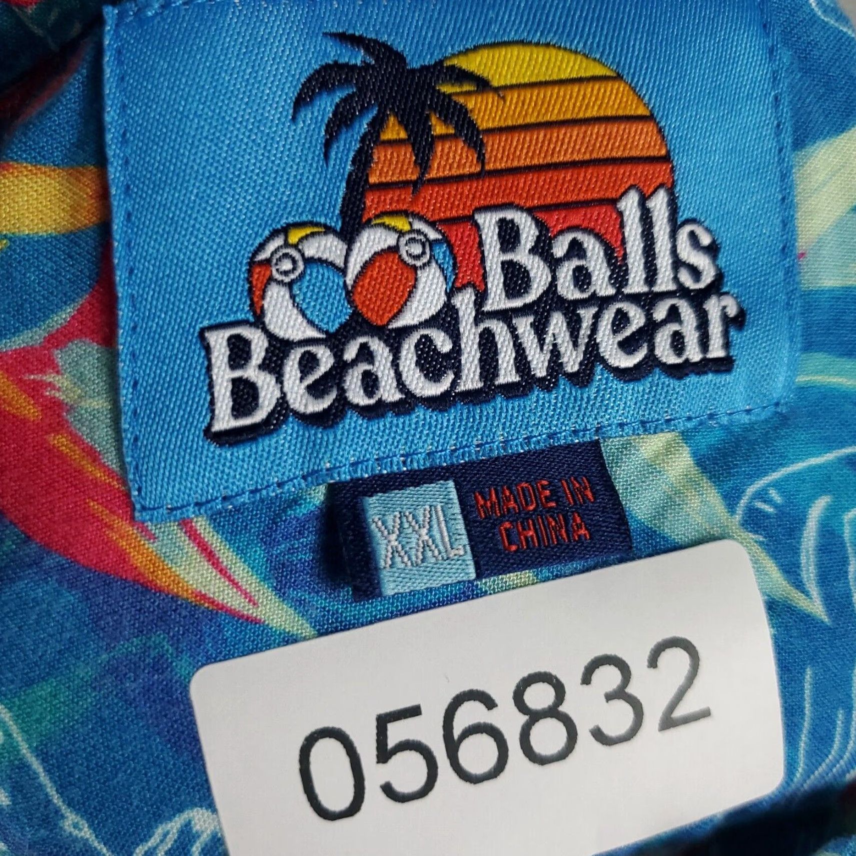 Paradise BALLS Beachwear Shirt Mens 2XL Floral Hawaiian Short Sleeve Button-Up Aloha Ivory Viscose Rayon, Beach/Cocktail/Travel, Mens Size US XXL / EU 58 / 5 - 7 Thumbnail