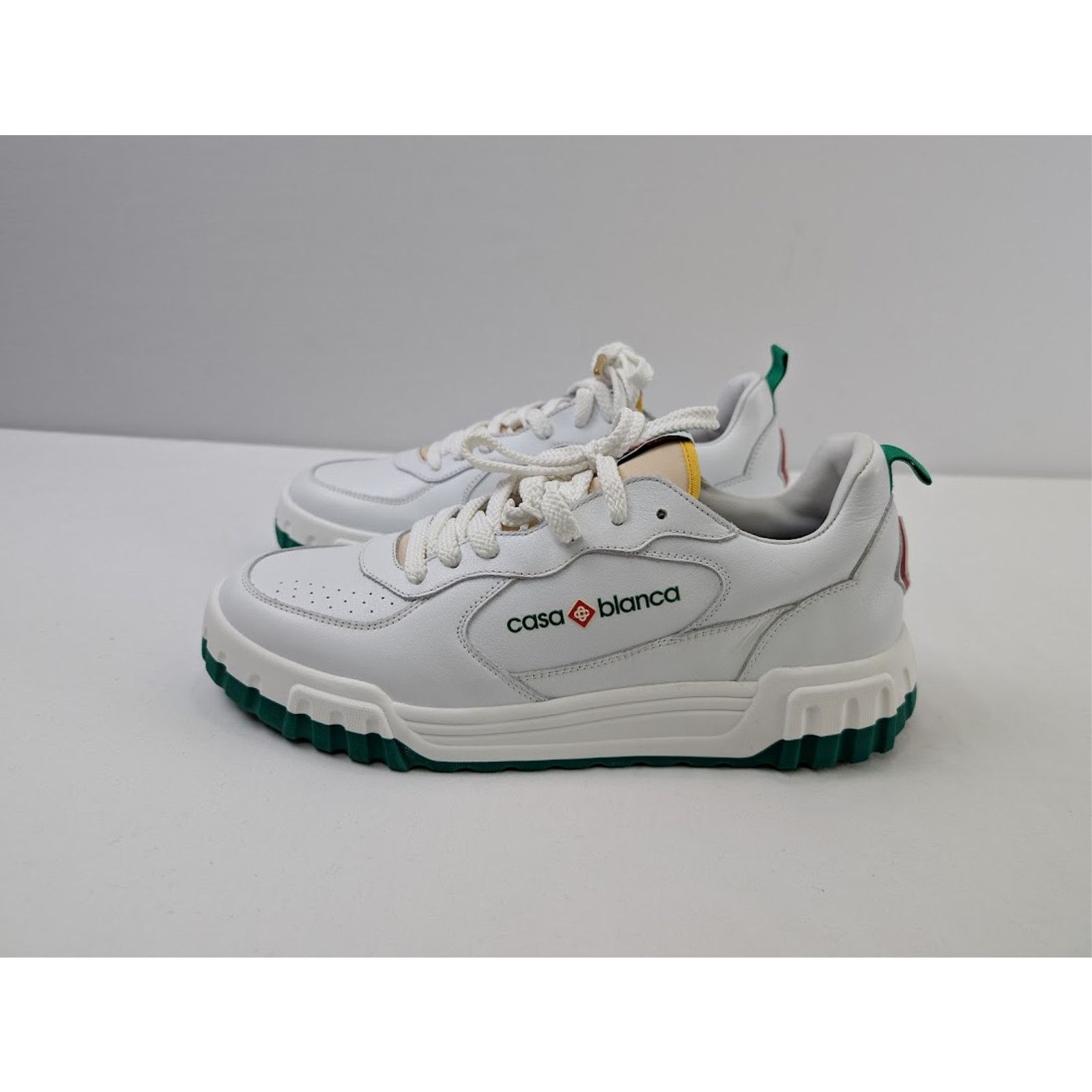 Casablanca o1rshd1 Leather Court Sneaker in White/Green Size US 14 / EU 47 - 9 Thumbnail