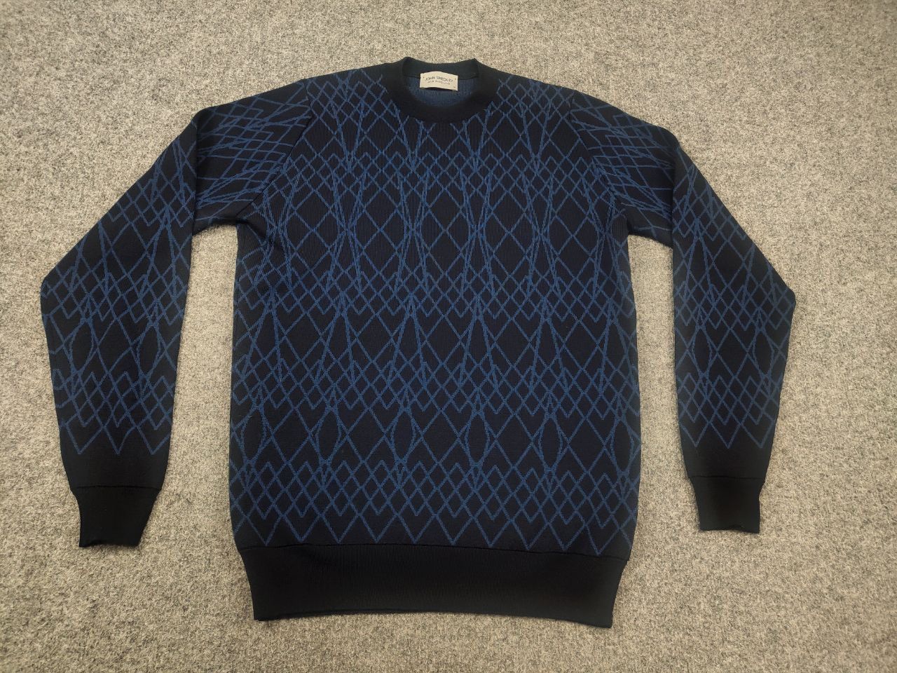 John Smedley John Smedley design blue wool sweater with geometric pattern Size US M / EU 48-50 / 2 - 3 Thumbnail