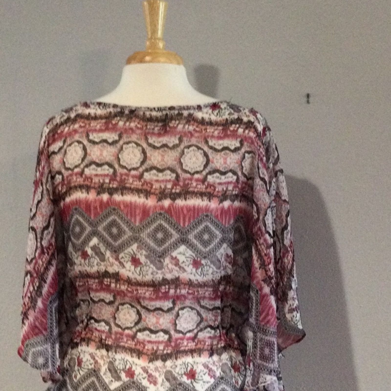 Other Love Potion Multicolor Sheer Flutter Sleeve Top Size M Size M / US 6-8 / IT 42-44 - 10 Thumbnail