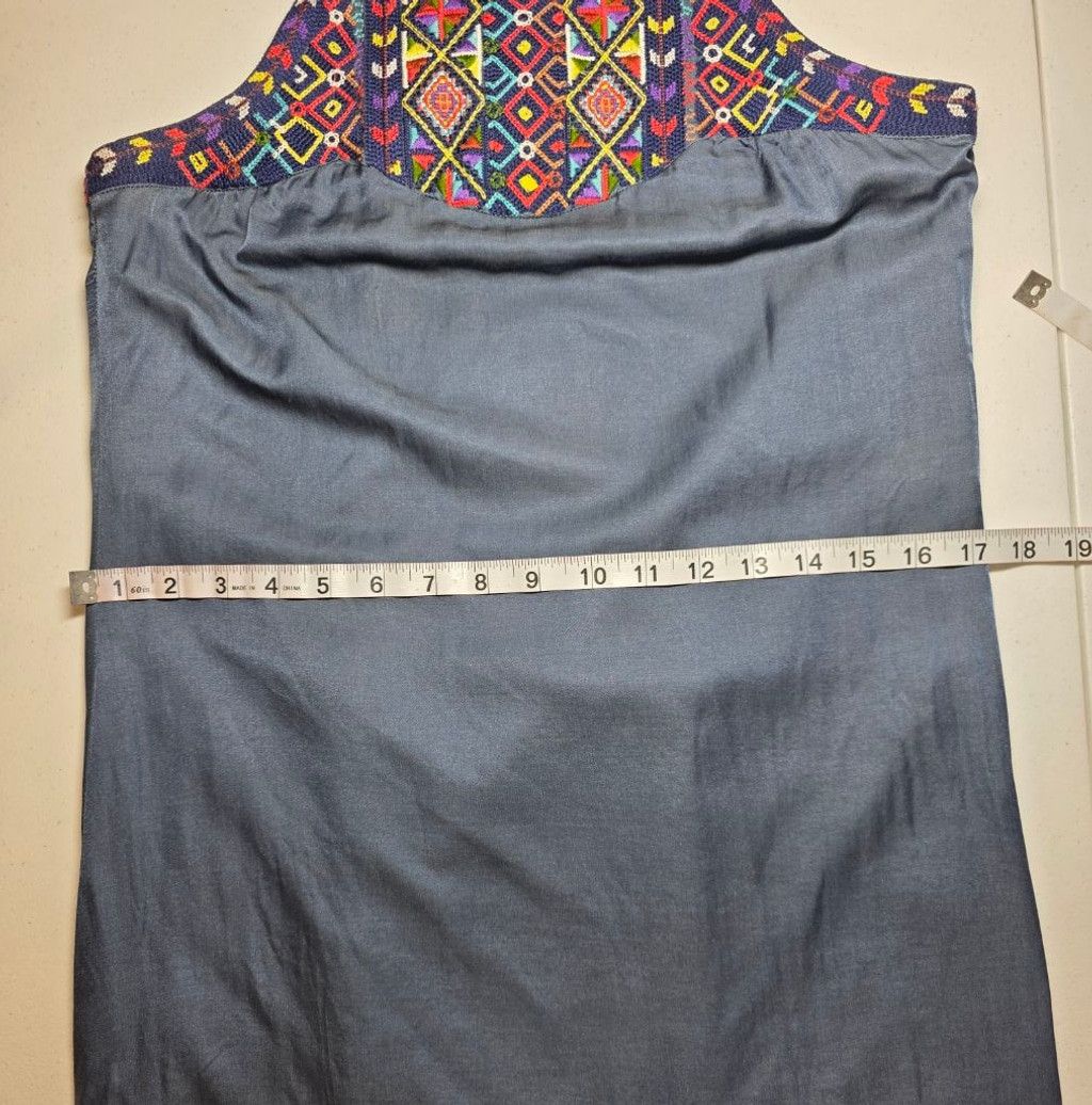 Tibi Tibi Embroidered Shift Dress Navy Sleeveless Boho Resort Sum Size S / US 4 / IT 40 - 9 Thumbnail