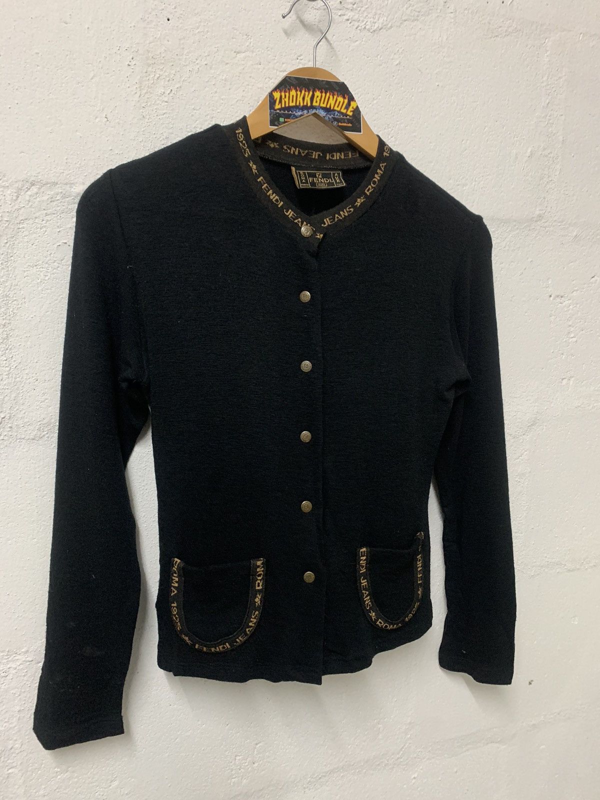 Fendi Fendi Jeans Wool Knit Logo Trim Detail Buttom Front Cardigan Size S / US 4 / IT 40 - 3 Thumbnail