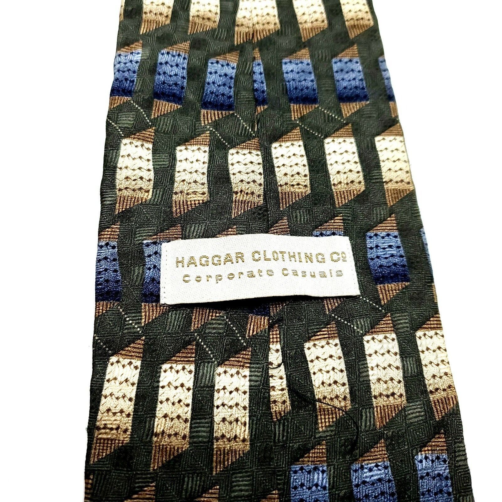 Haggar Haggar Silk Tie Green Geometric Short Print Size ONE SIZE - 3 Thumbnail