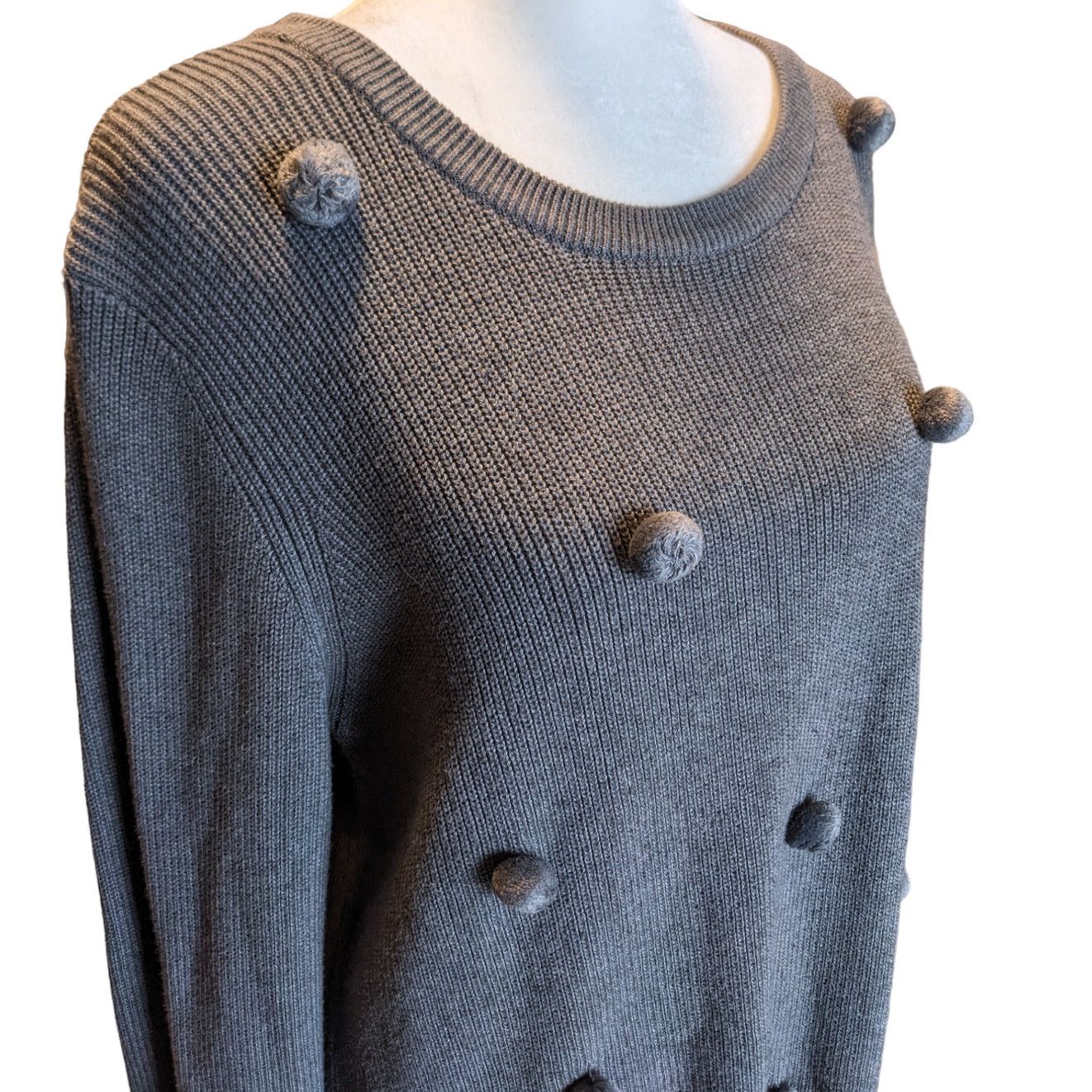 Other Ellison Gray Knit Pom-Pom Sweater Large Size L / US 10 / IT 46 - 2 Thumbnail