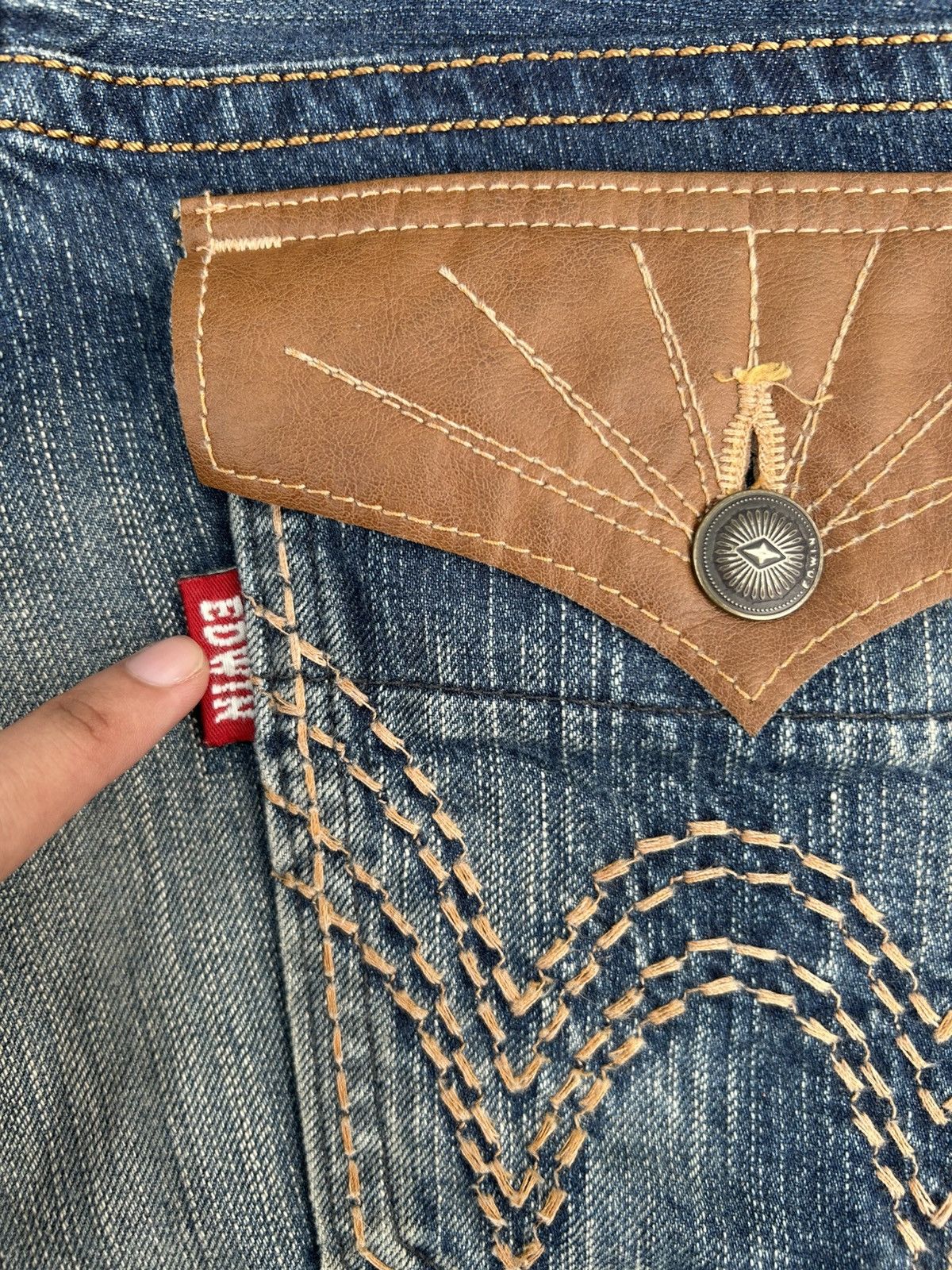 Kapital FLARE EDWIN XVS NAVAJO HIPPIES STYLE FADED & RUSTY DENIM Size US 33 - 13 Thumbnail