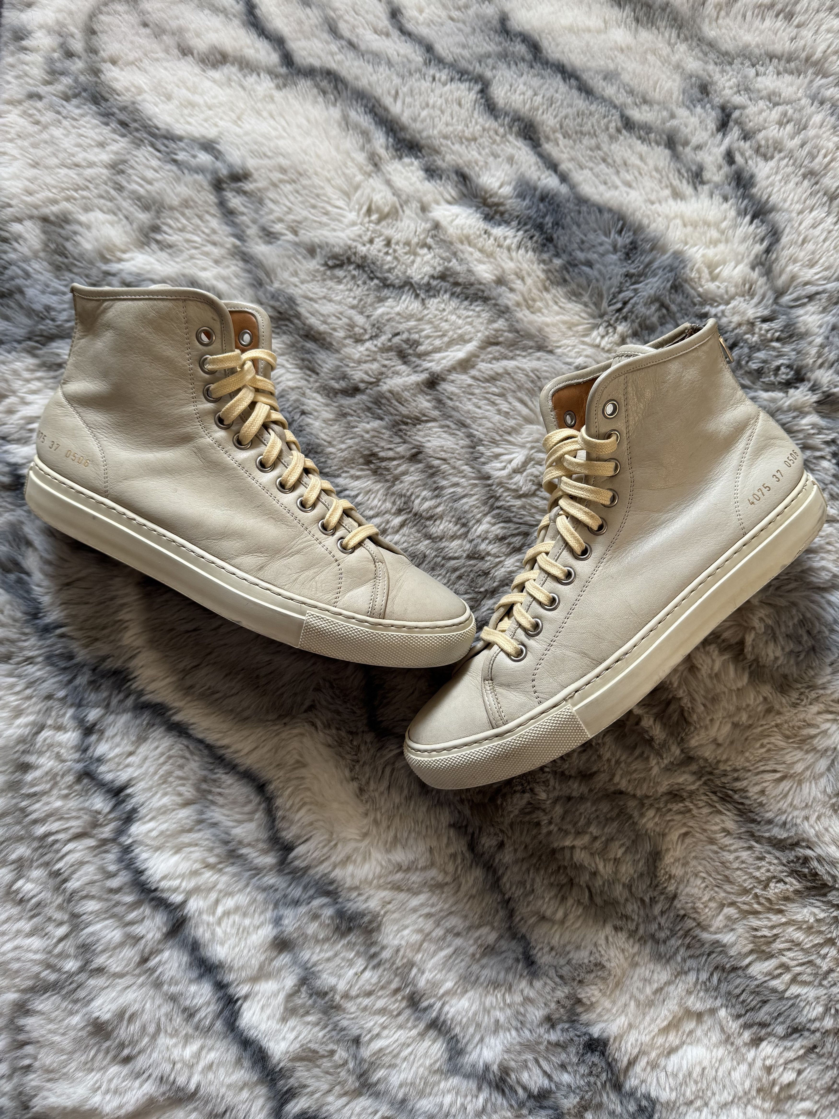 Common Project High Top Zip Beige Sneakers