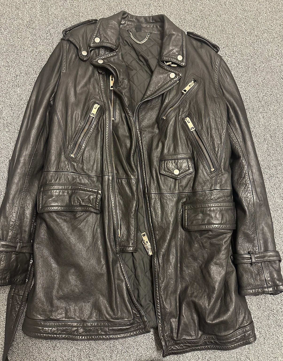 Burberry Prorsum Burberry Prorsum ss11 long leather biker jacket Size US L / EU 52-54 / 3 - 3 Thumbnail