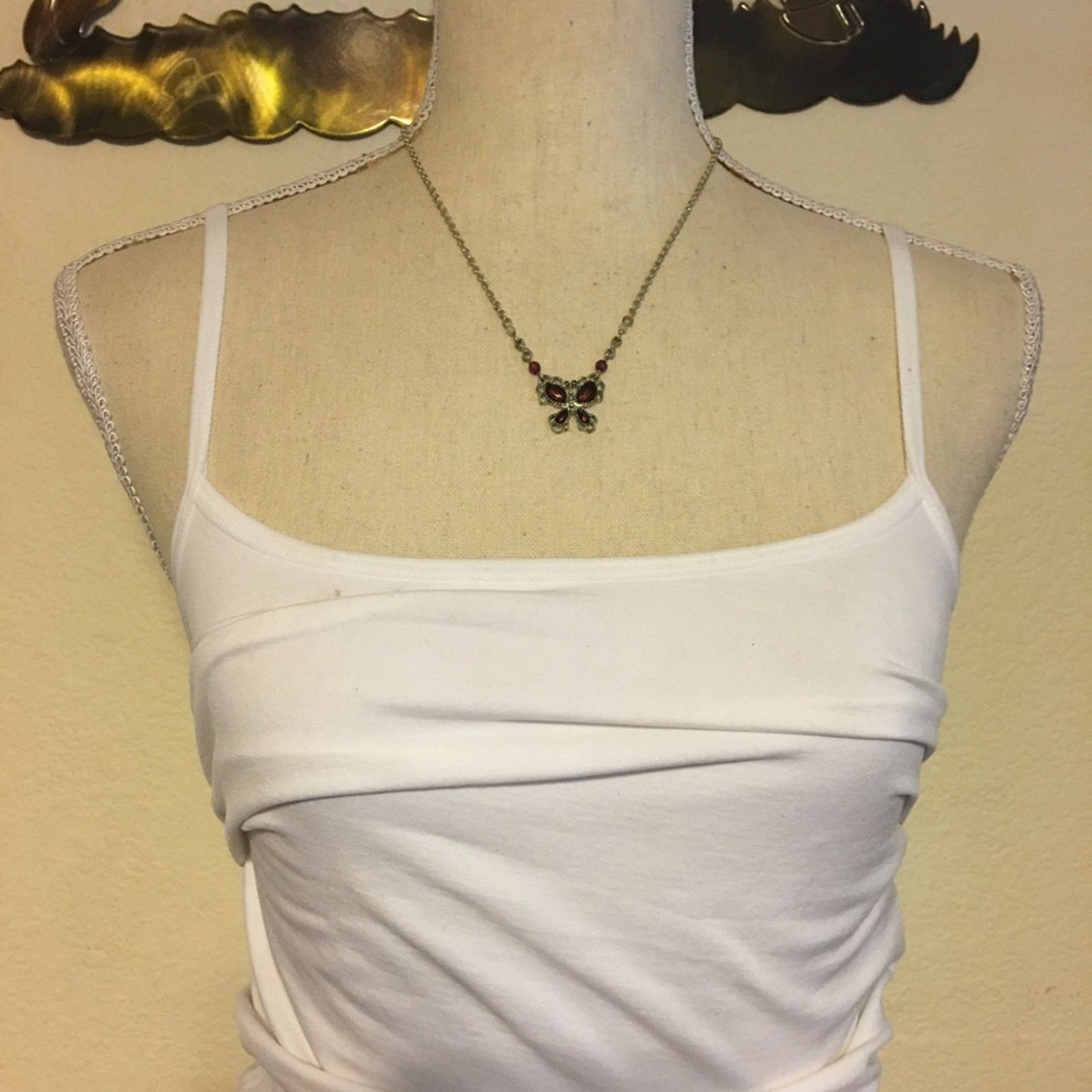 Jewelry Bronze enamel butterfly necklace sparkle accents Size ONE SIZE - 3 Thumbnail