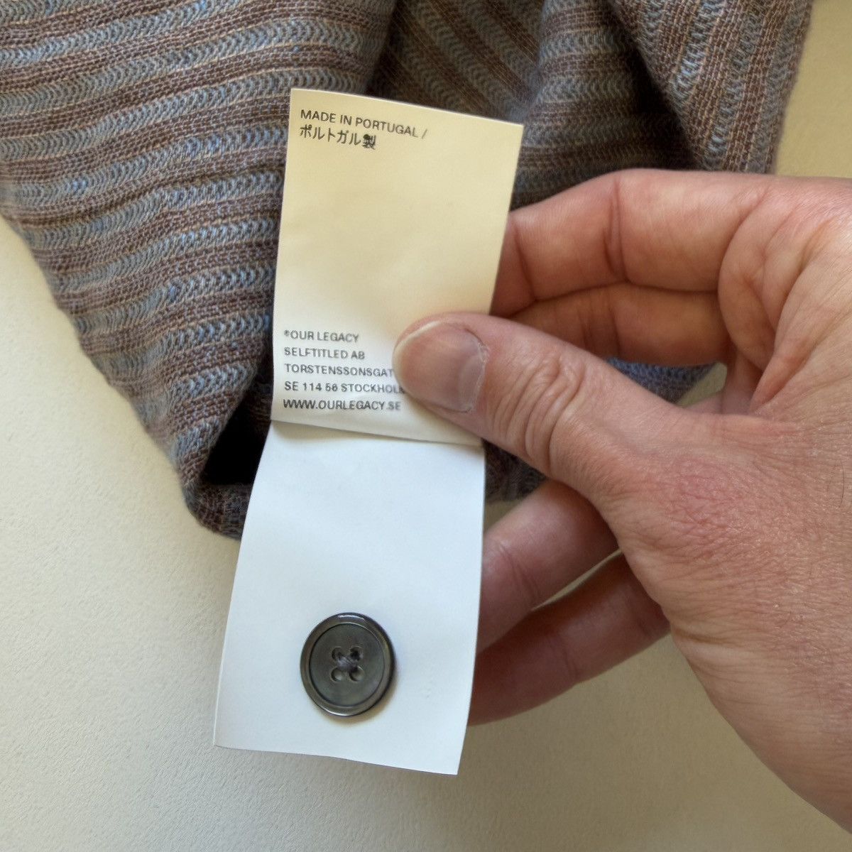 Our Legacy Blue/Tan Woven Striped Linen Box Shirt Size US M / EU 48-50 / 2 - 11 Thumbnail
