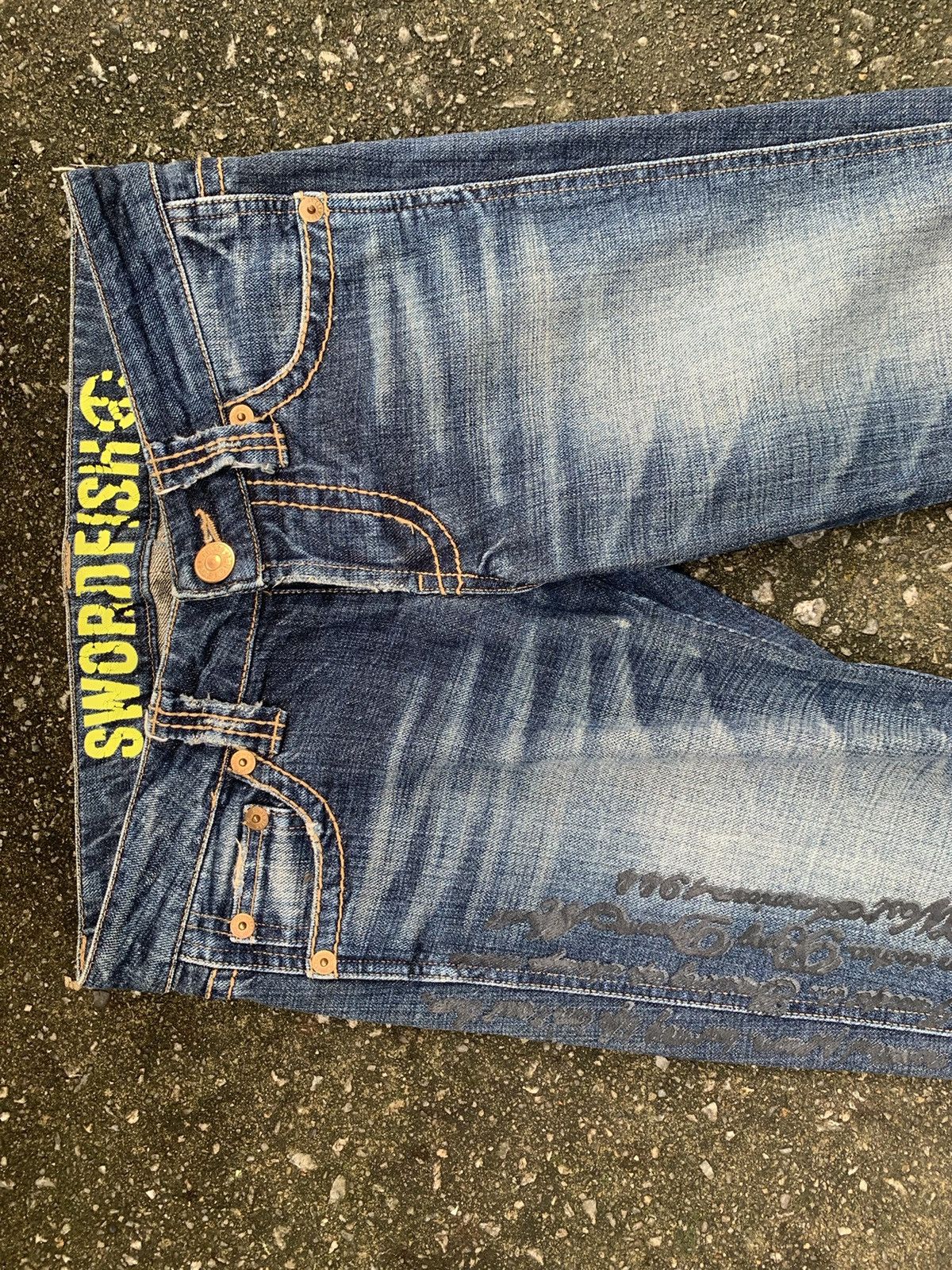 Japanese Brand Sword Fish Flare Unisex Denim Jeans Pants Size US 29 - 9 Thumbnail