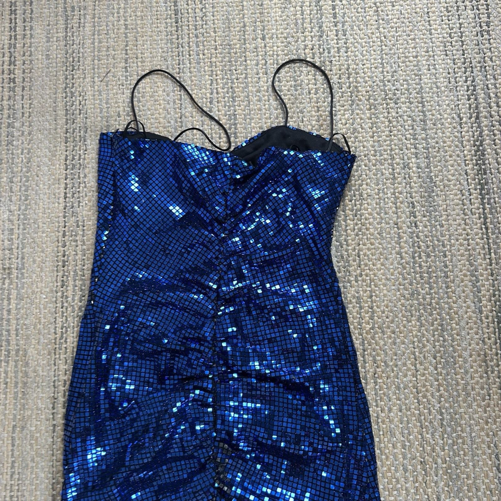 Zara Women's Dress Sequin Sparkly Short Cocktail Ink Blue Dr
