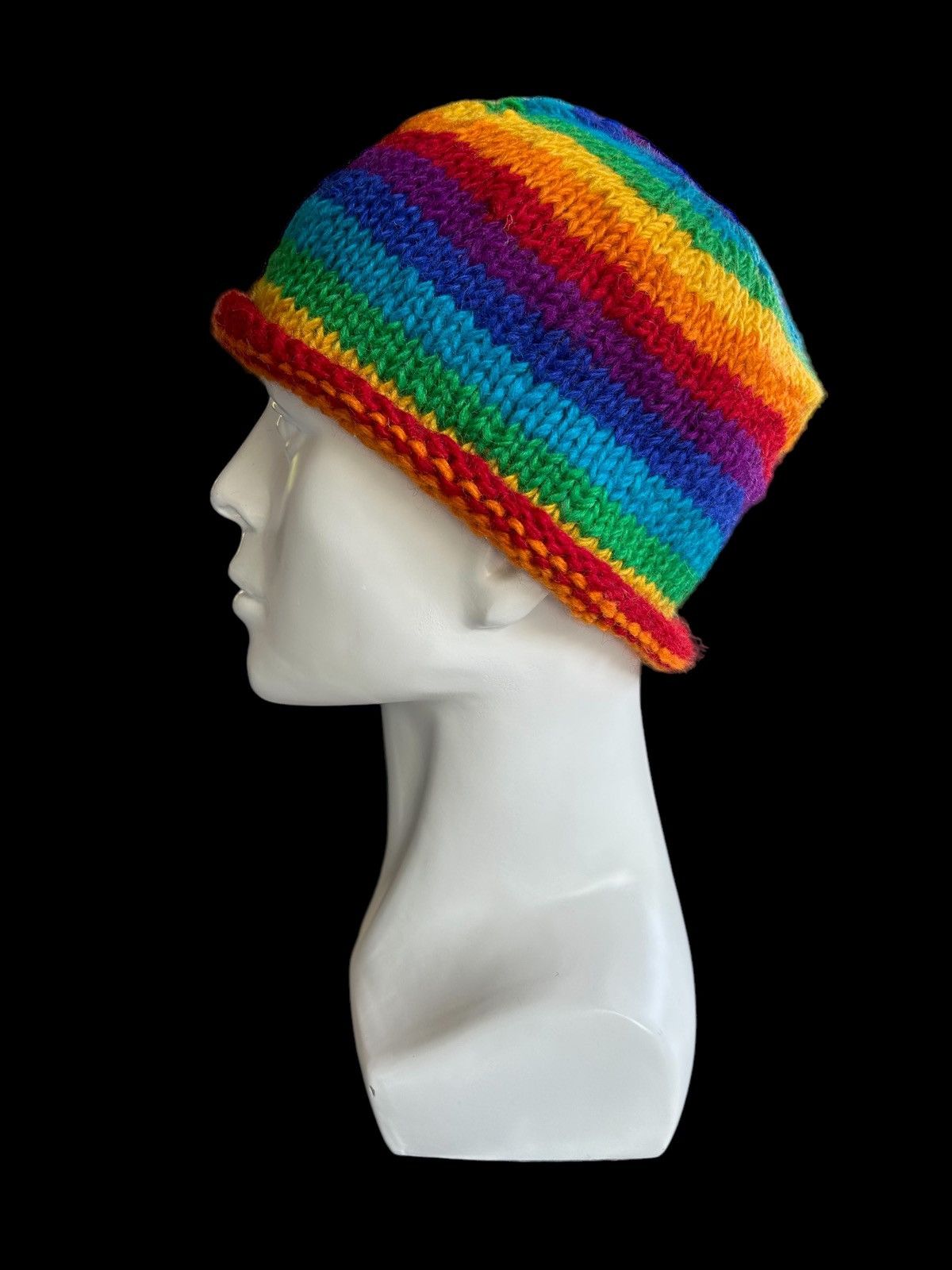 Japanese Brand × Kapital × Vintage Crochet Knitted Hadmade Beanie Hats Hippies Style ☠️☠️🌈 Size ONE SIZE - 3 Thumbnail
