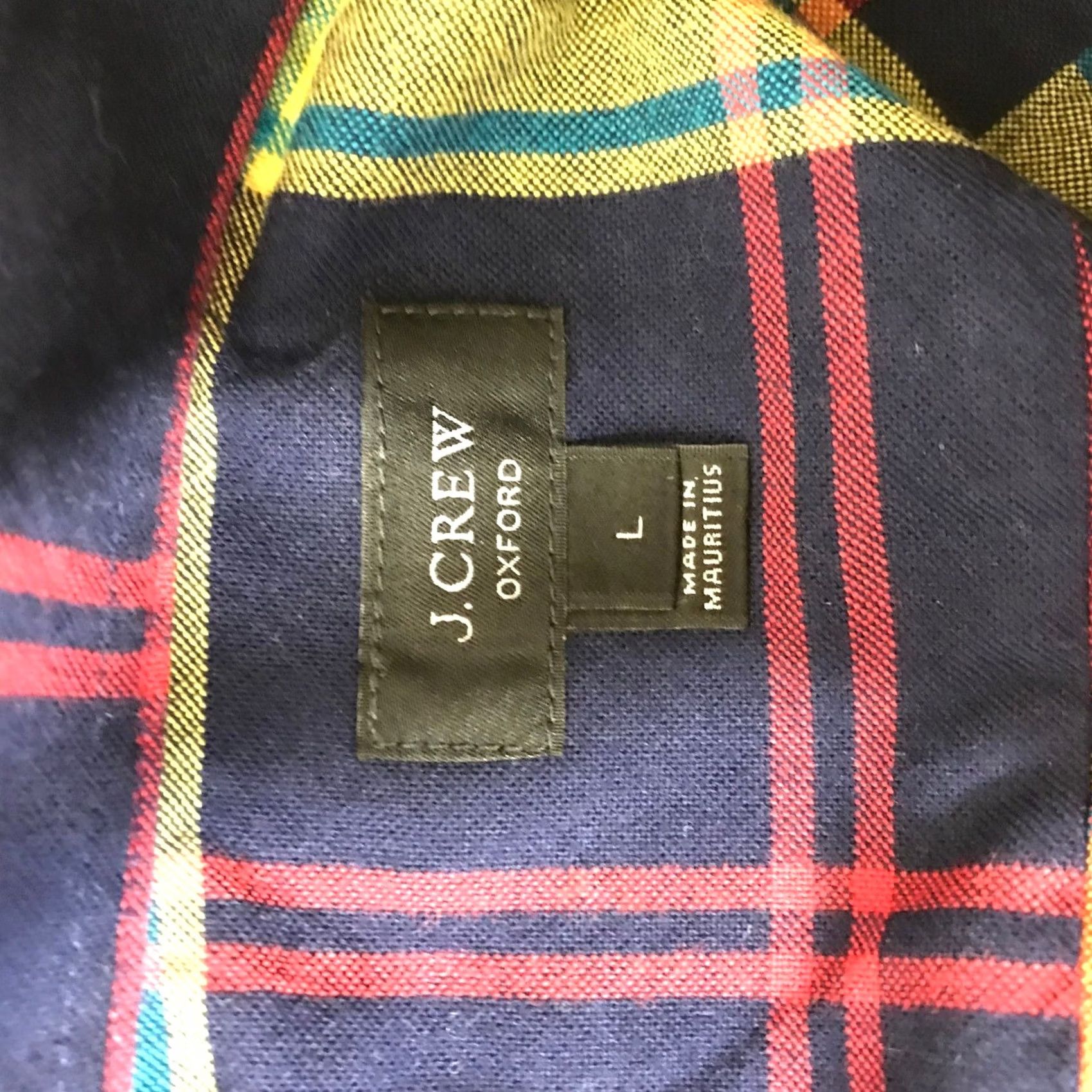 J.Crew J. Crew Oxford Plaid Button-Down Shirt Men L Navy Yellow Red Long Sleeve Size US L / EU 52-54 / 3 - 7 Thumbnail