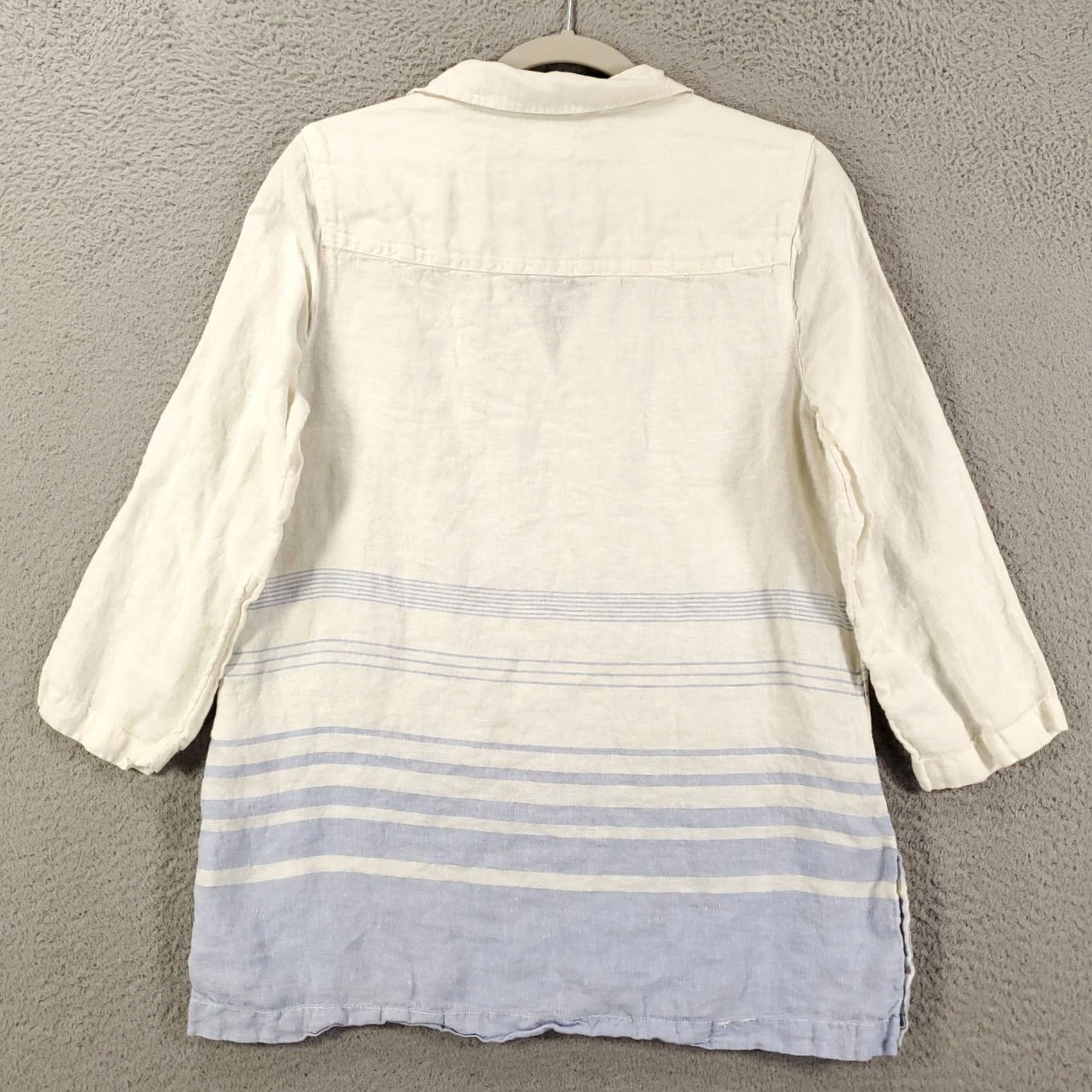 Vintage Sigrid Olsen Linen Top Womens Size Small Light Blue White V Neck Popover Tunic Blouse Shirt Size S / US 4 / IT 40 - 7 Thumbnail