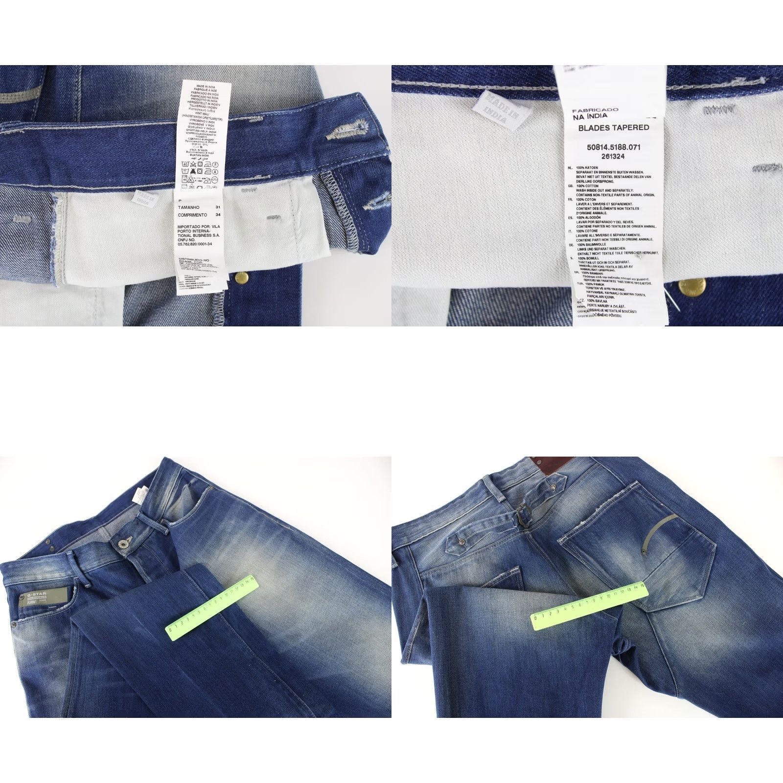 G-Star G-STAR Blades Tapered Jeans Men W31/L34 Button Fly Faded Whiskers Denim Size US 31 - 8 Thumbnail