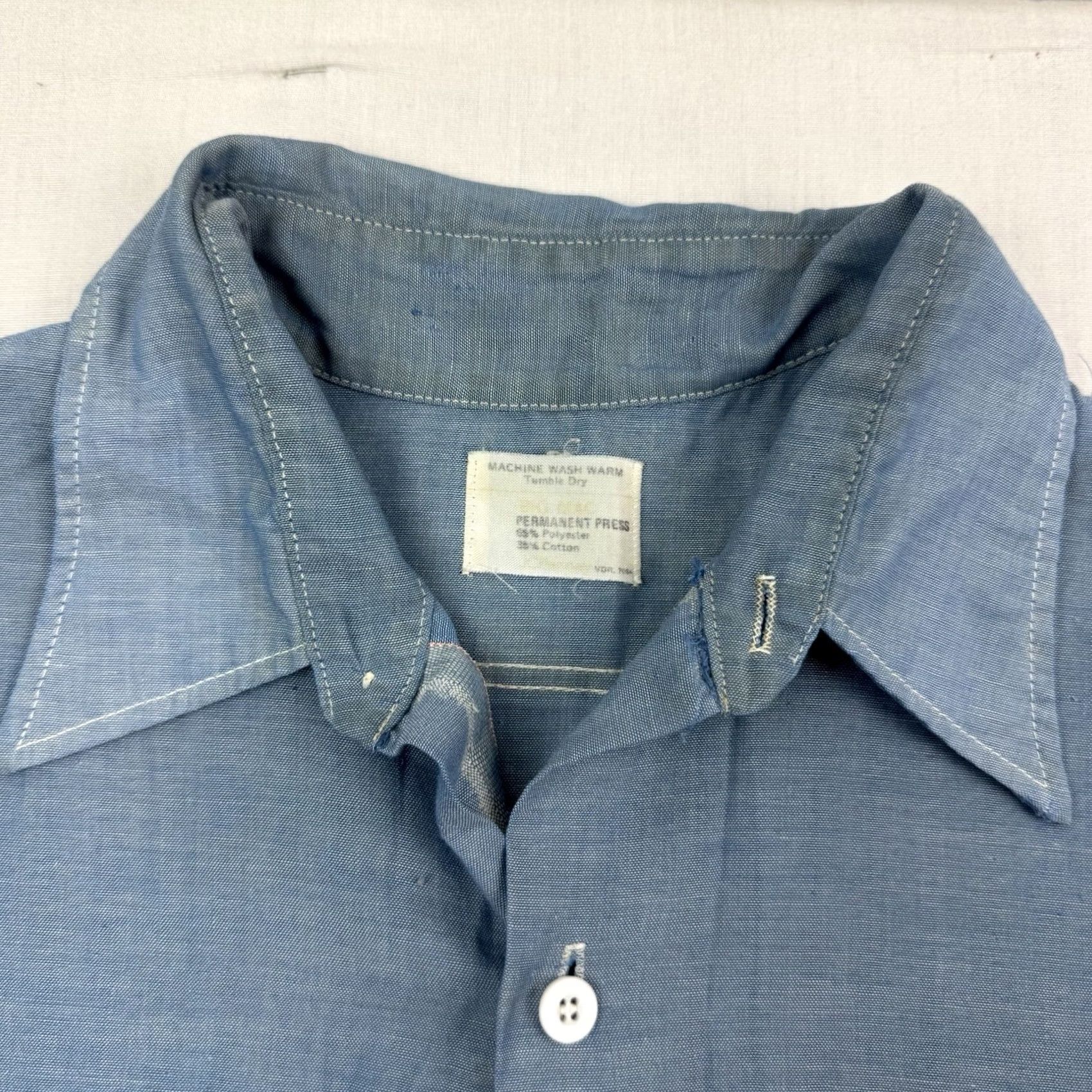 Vintage VINTAGE Big Mac Shirt Mens XL Blue Work Button Adult JCPenney THRASHED 70s American Size US XL / EU 56 / 4 - 4 Thumbnail