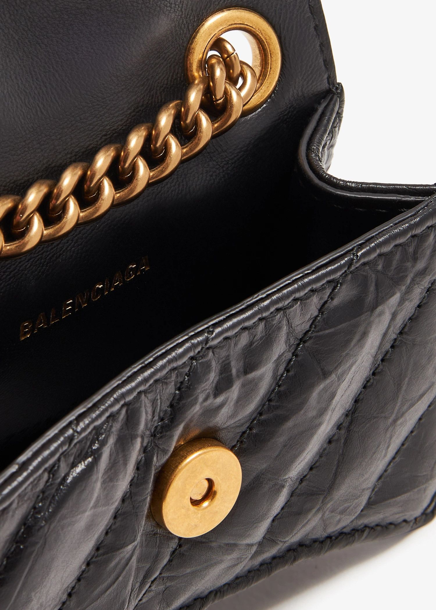 Balenciaga o1srvl11e0426 Size: OS / Crush Chain Mini Bag in Black Size ONE SIZE - 4 Thumbnail