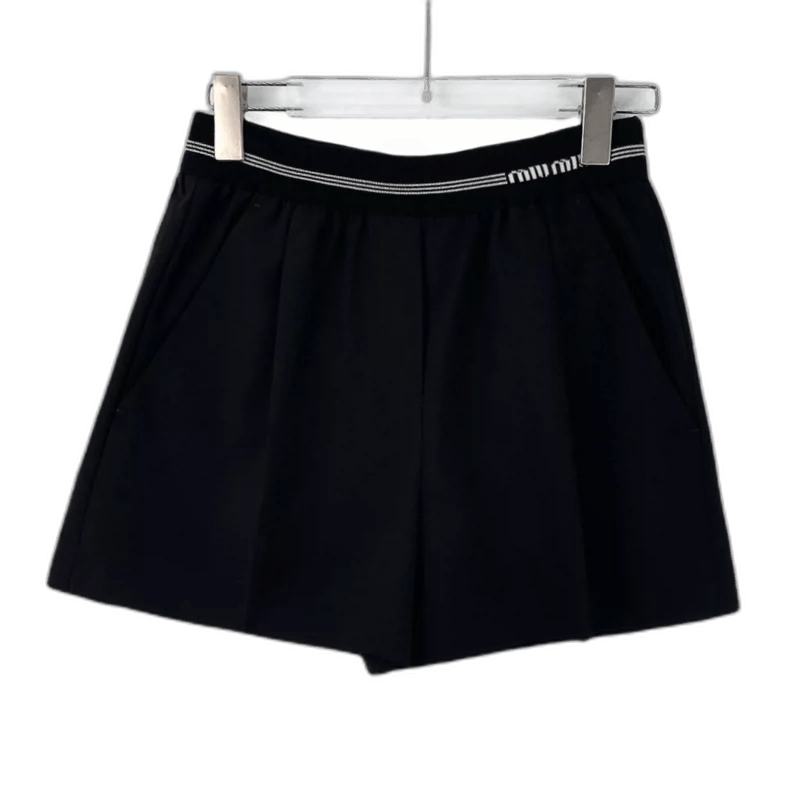Prada Miu Miu Black Striped Wool Casual Shorts Size 36" / US 14 / IT 50 - 1 Thumbnail